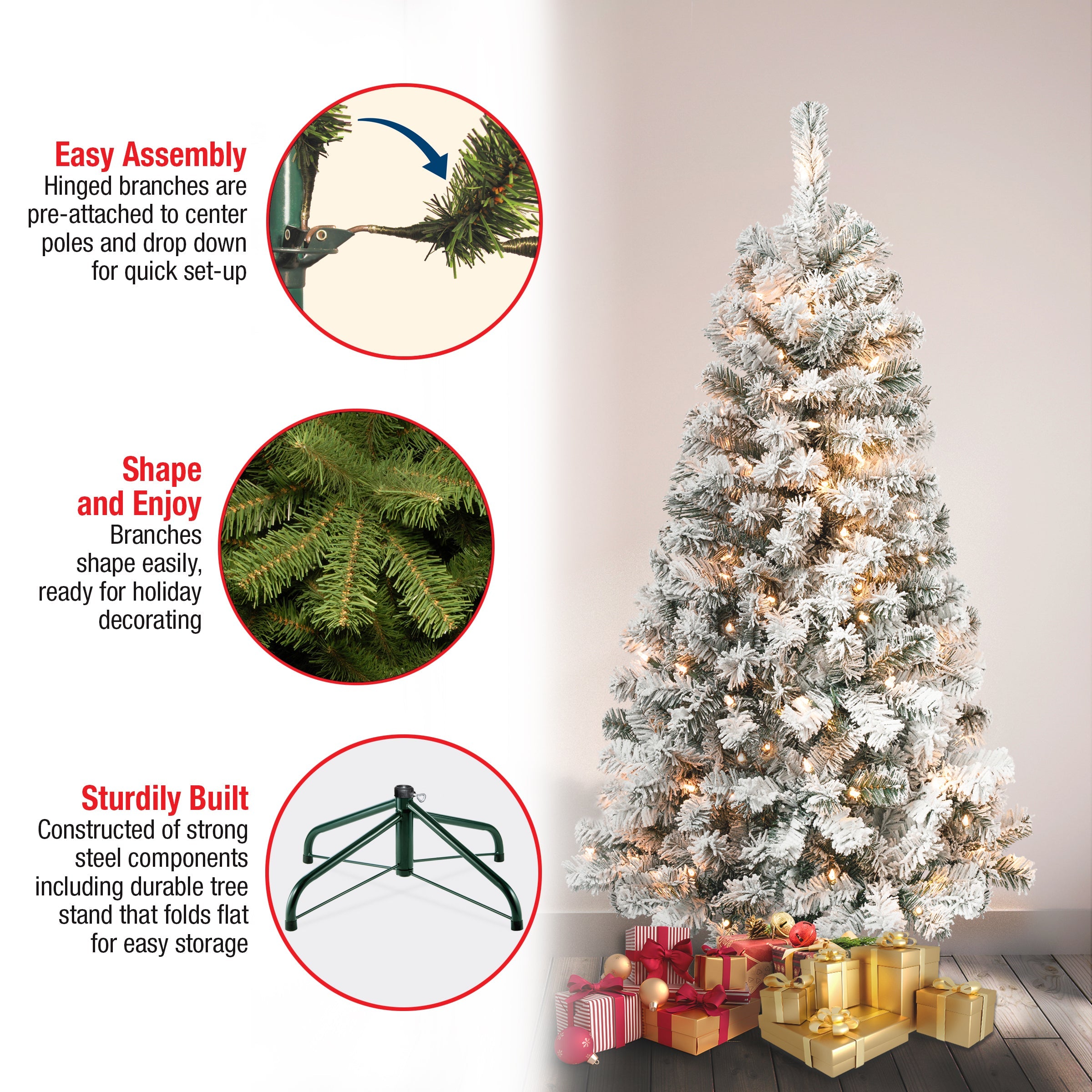 4.5 ft. Pre-Lit Acacia Flocked Tree with Clear Lights