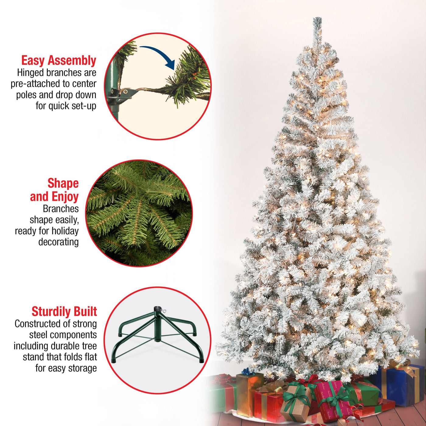 7.5 ft. Pre-Lit Acacia Flocked Tree with Clear Lights