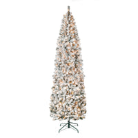 9 ft. Pre-Lit Acacia Flocked Slim Tree with Clear Lights