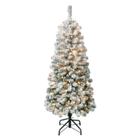 4.5 ft. Pre-Lit Acacia Medium Flocked Tree with Clear Lights