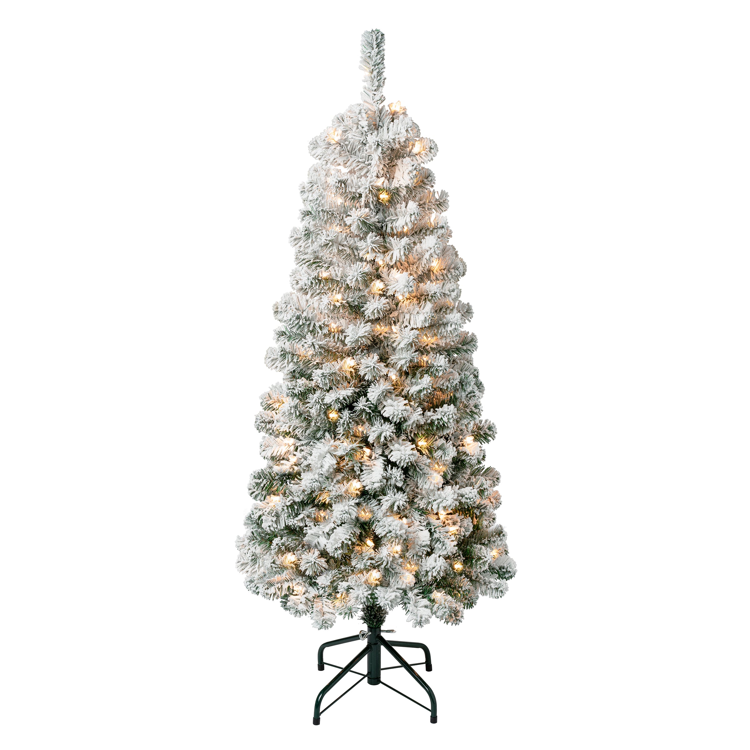 4.5 ft. Pre-Lit Acacia Medium Flocked Tree with Clear Lights