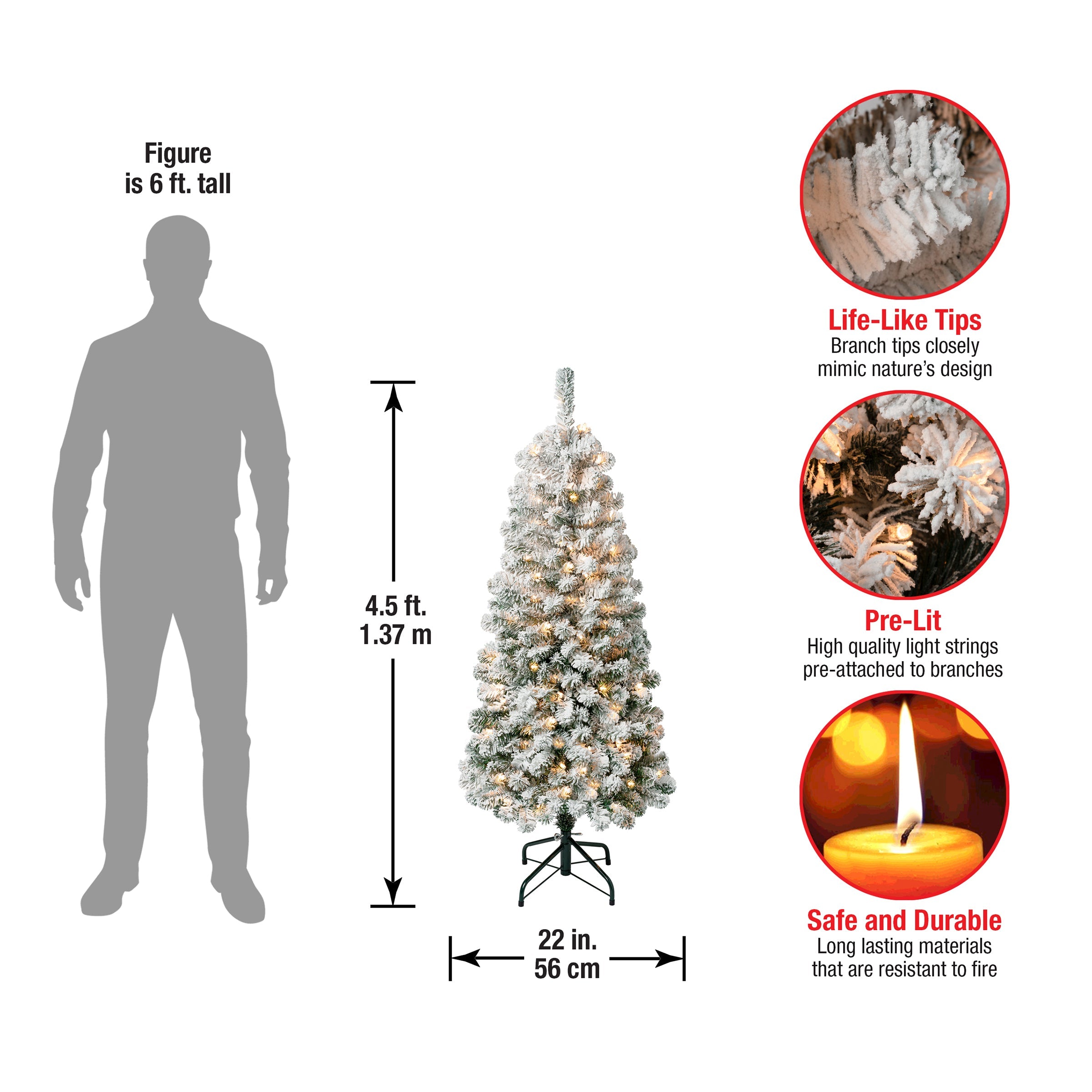 4.5 ft. Pre-Lit Acacia Medium Flocked Tree with Clear Lights