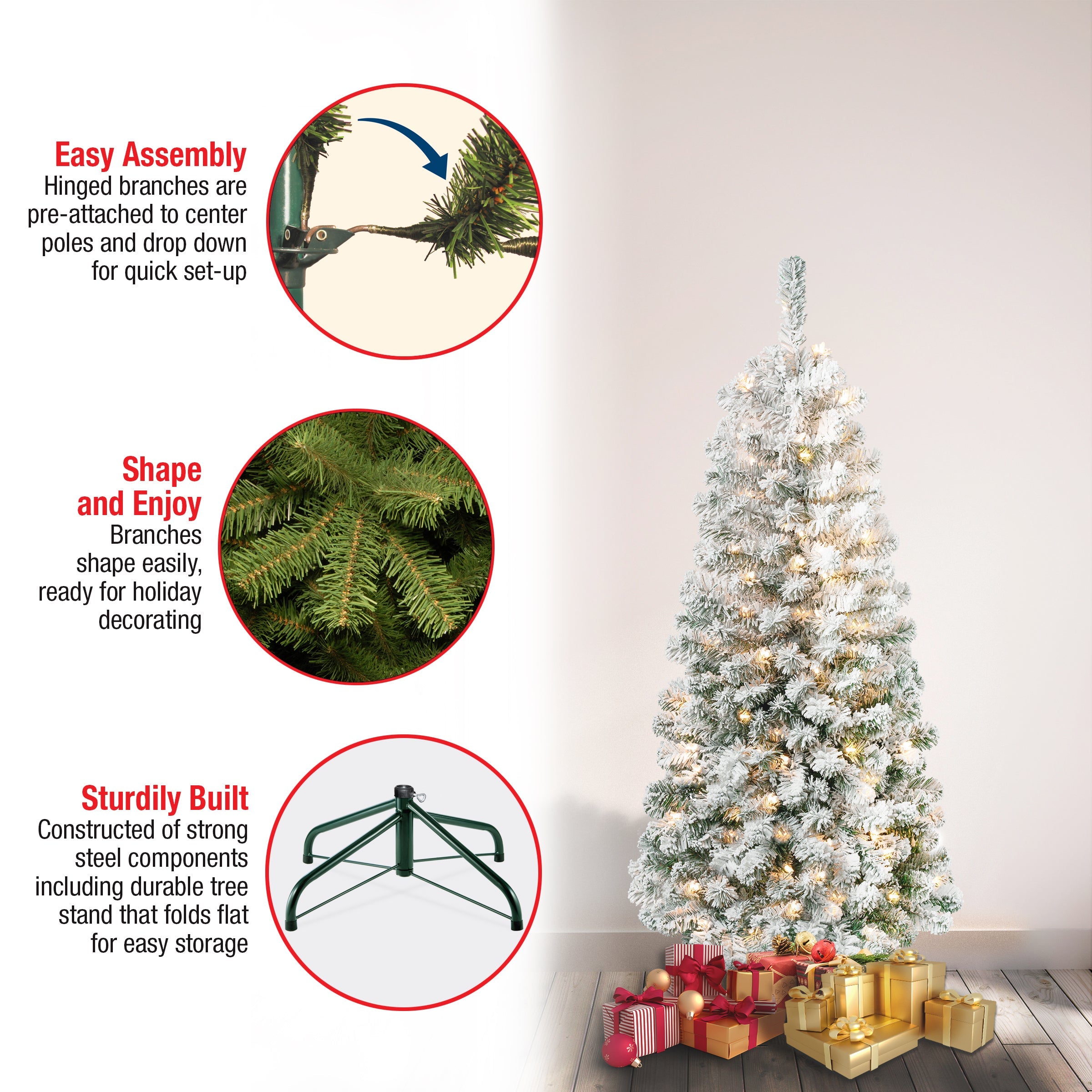 4.5 ft. Pre-Lit Acacia Medium Flocked Tree with Clear Lights