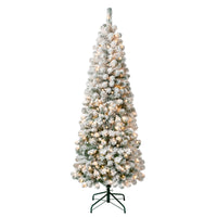6 ft. Pre-Lit Acacia Medium Flocked Tree with Clear Lights