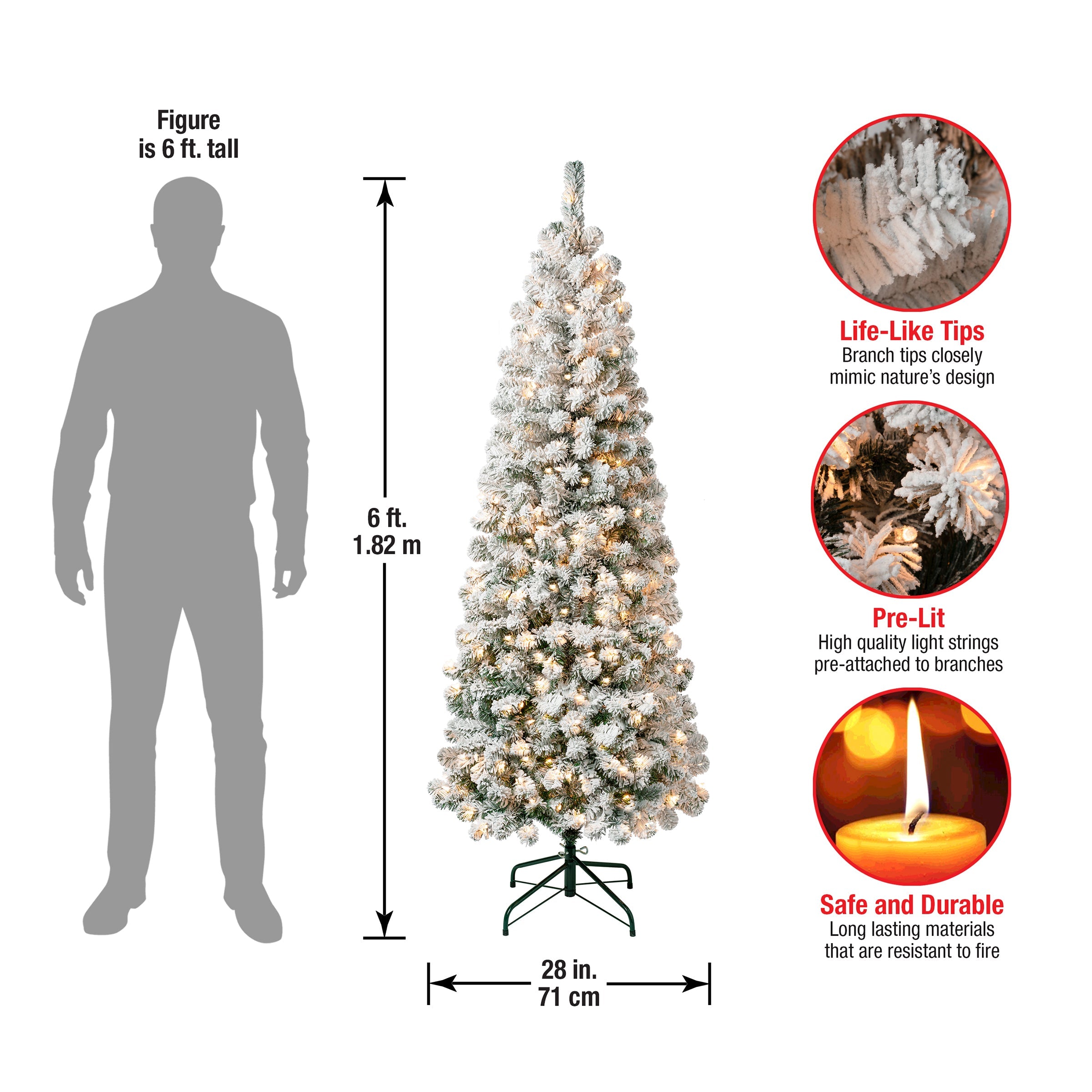 6 ft. Pre-Lit Acacia Medium Flocked Tree with Clear Lights