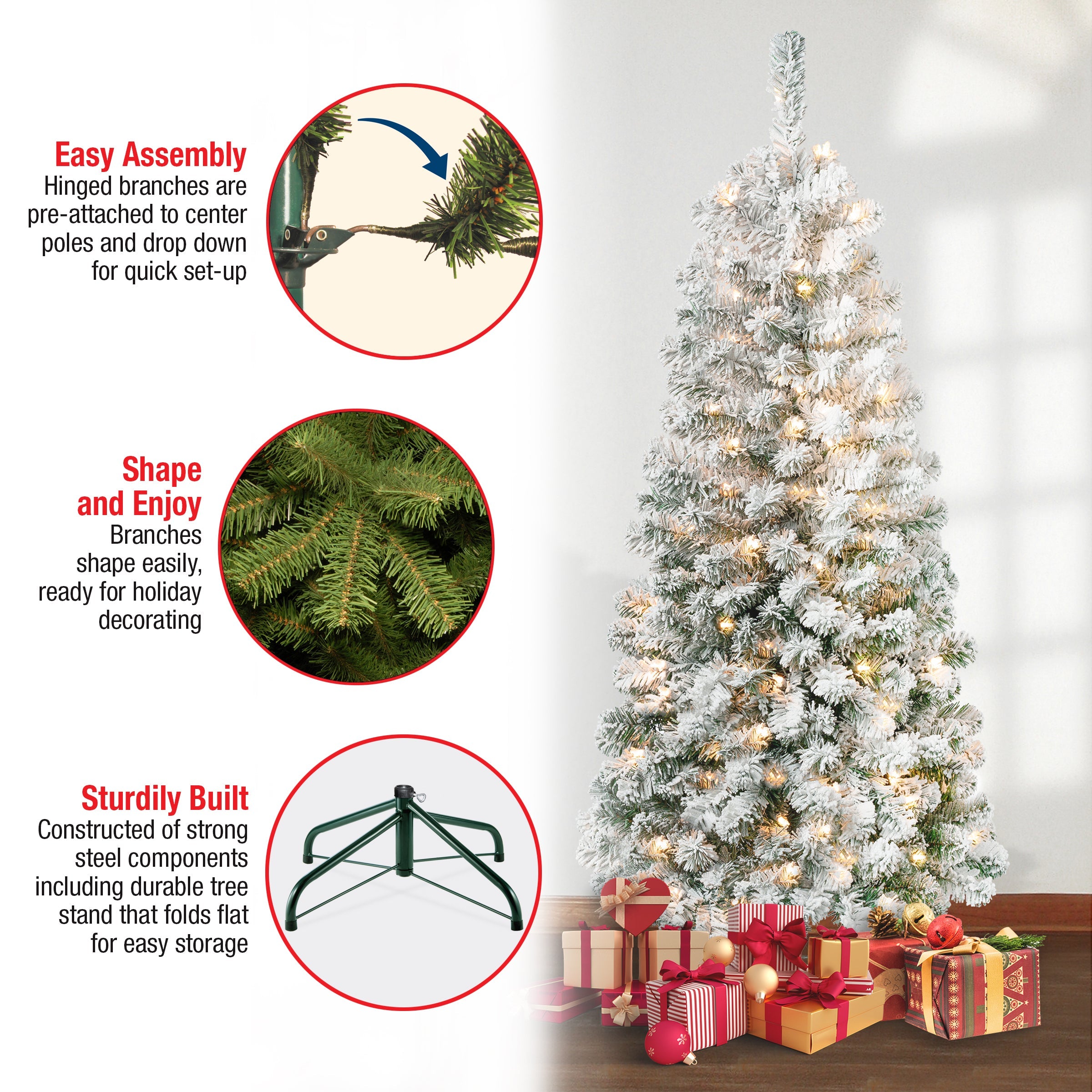 6 ft. Pre-Lit Acacia Medium Flocked Tree with Clear Lights