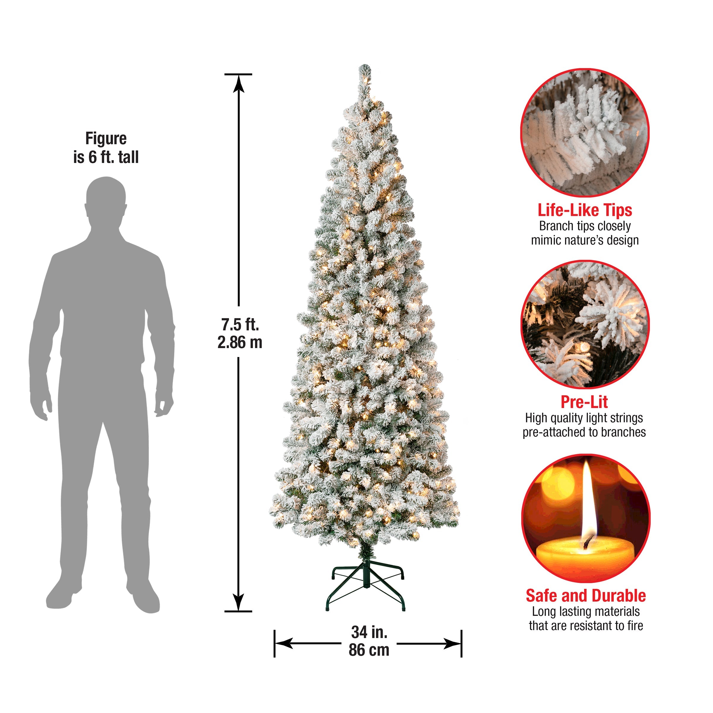7.5 ft. Pre-Lit Acacia Medium Flocked Tree with Clear Lights
