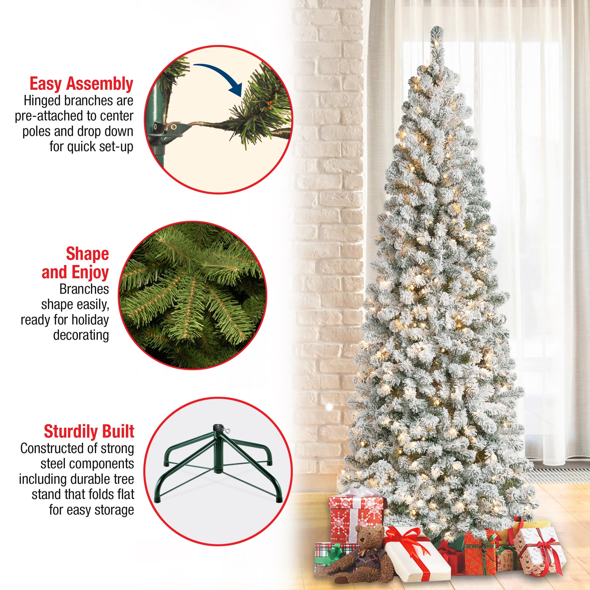 7.5 ft. Pre-Lit Acacia Medium Flocked Tree with Clear Lights