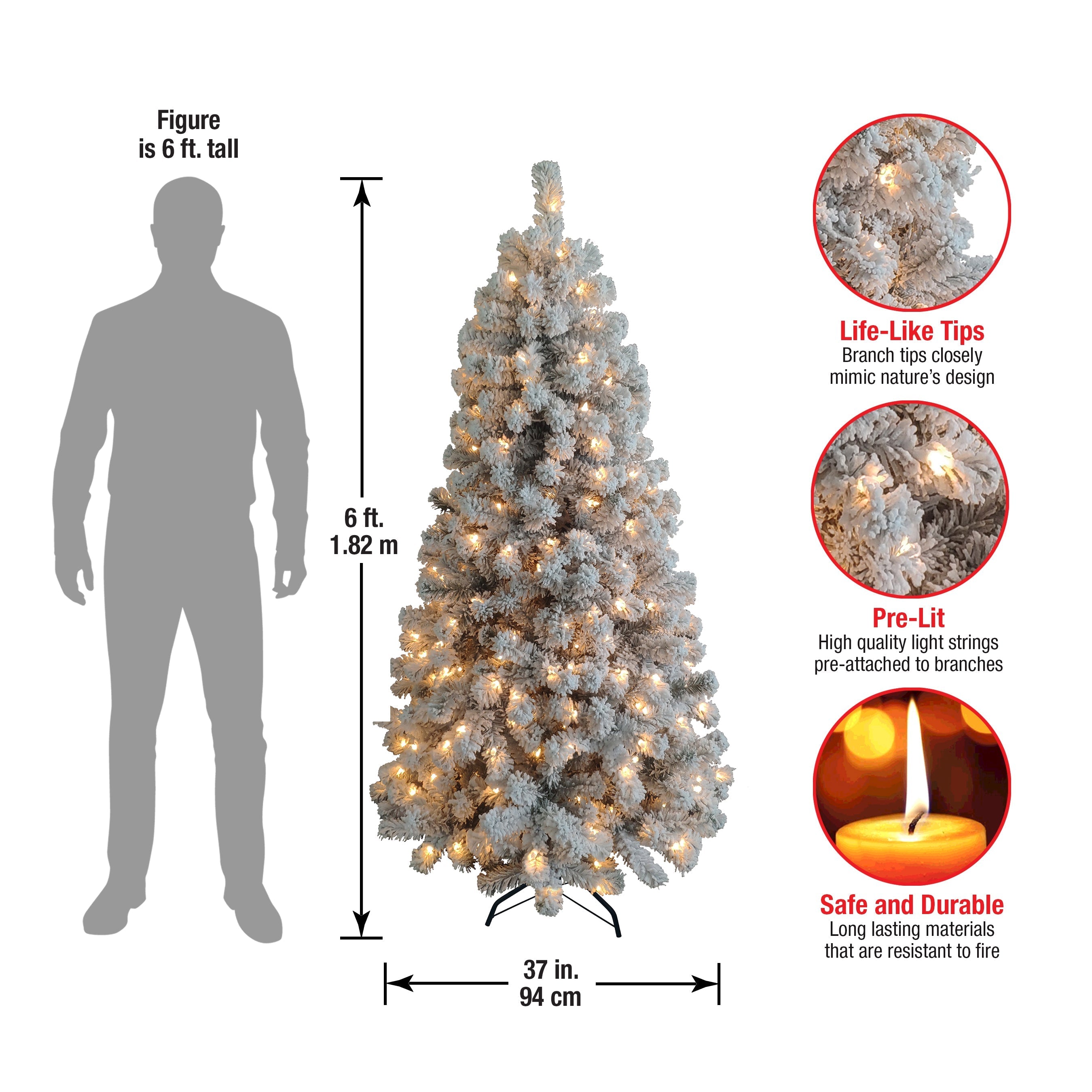 6 ft. Pre-Lit Acacia Flocked Tree with Clear Lights