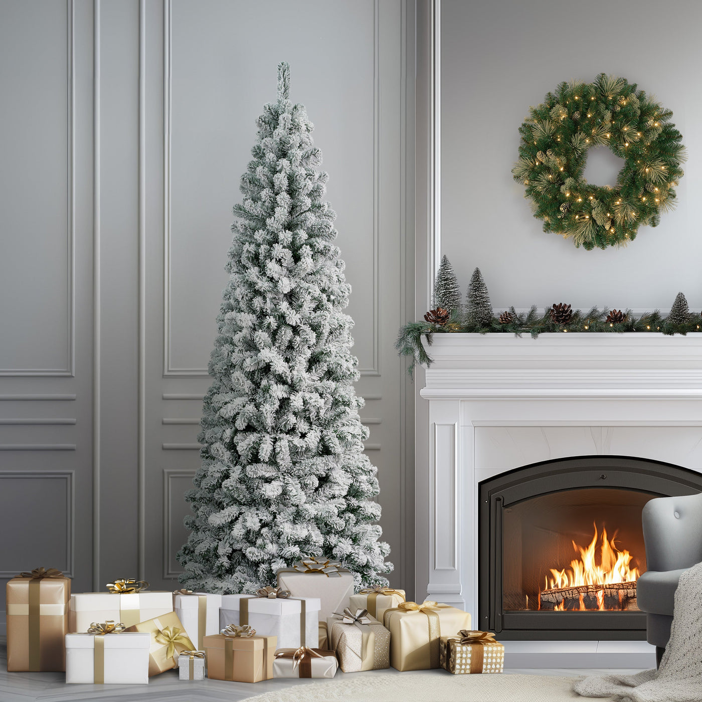 7.5 ft. Acacia Medium Flocked Tree