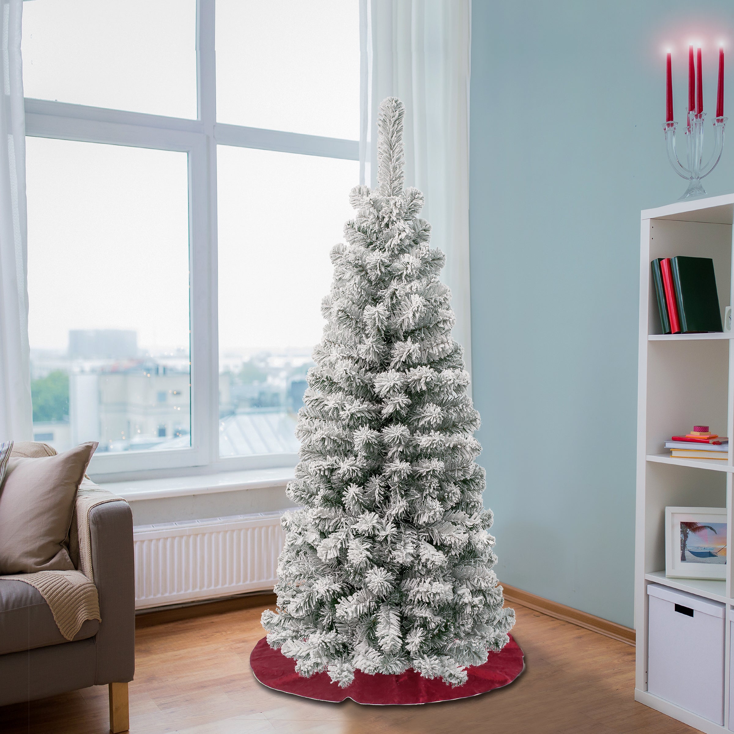 4.5 ft. Acacia Pencil Slim Flocked Tree