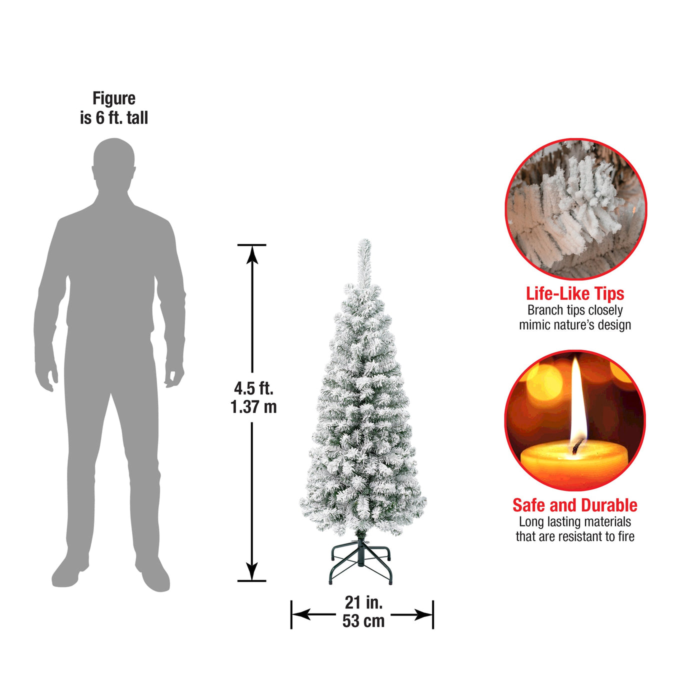 4.5 ft. Acacia Pencil Slim Flocked Tree