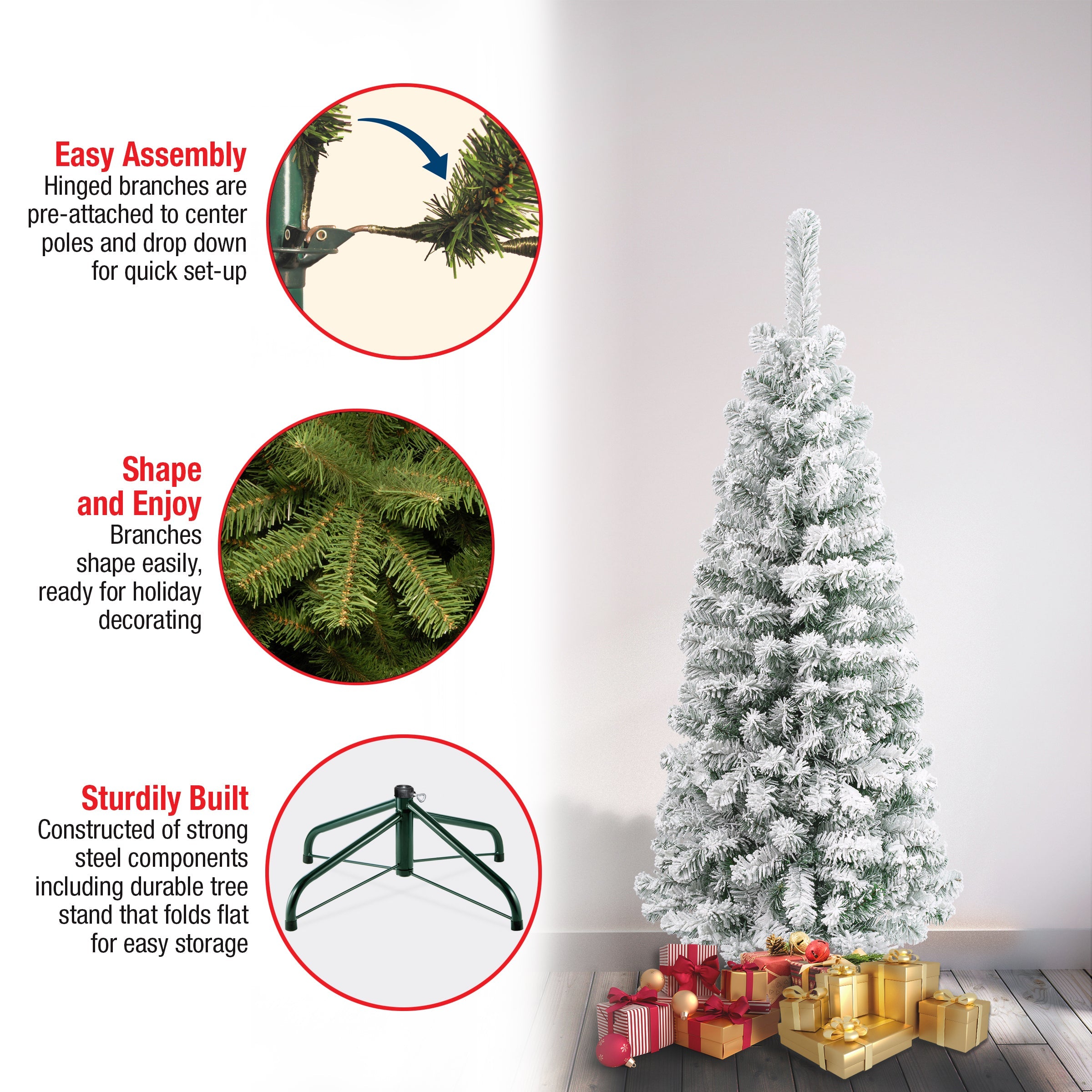 4.5 ft. Acacia Pencil Slim Flocked Tree