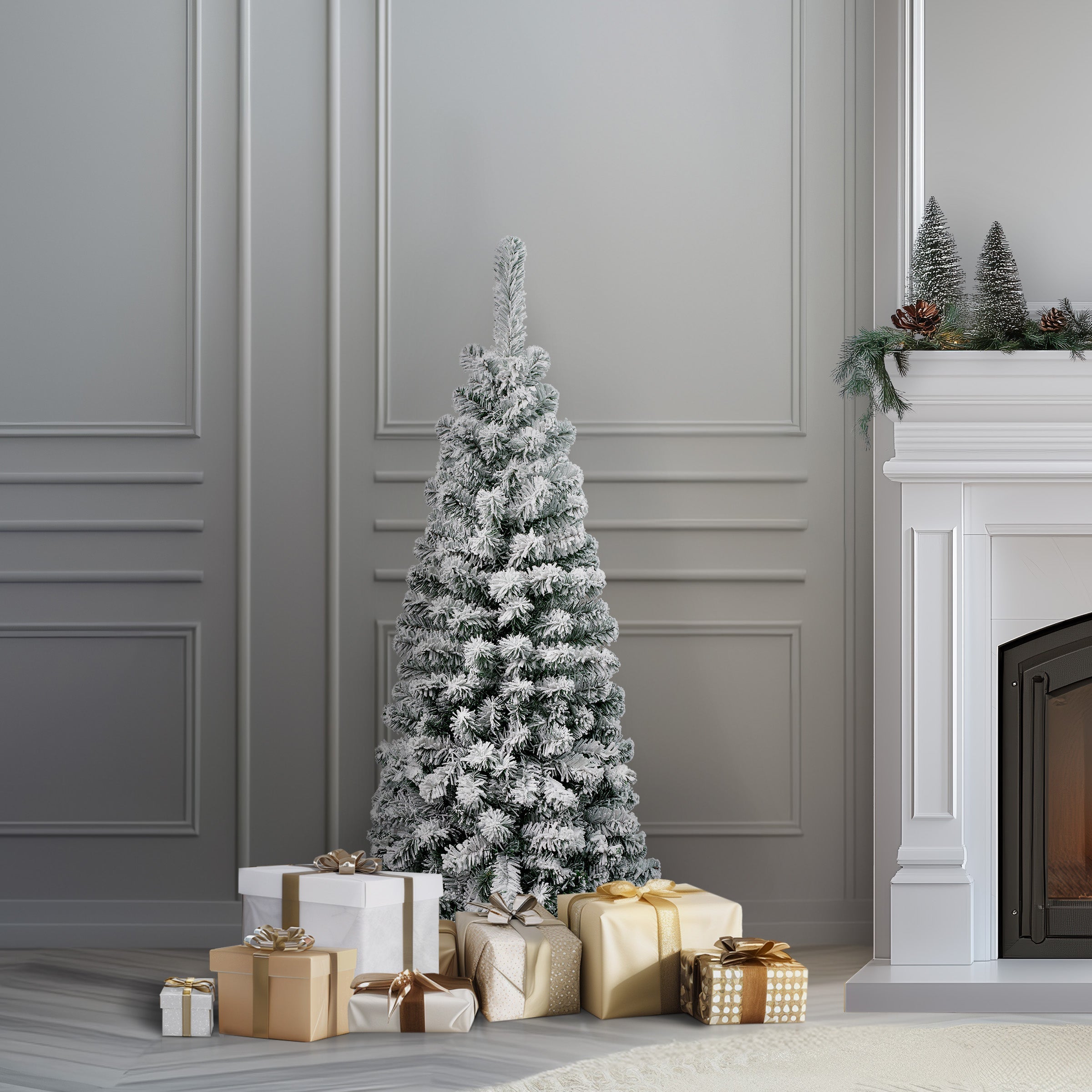 4.5 ft. Acacia Pencil Slim Flocked Tree