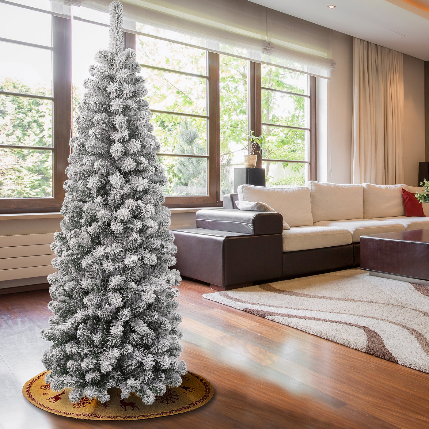 6 ft. Acacia Pencil Slim Flocked Tree