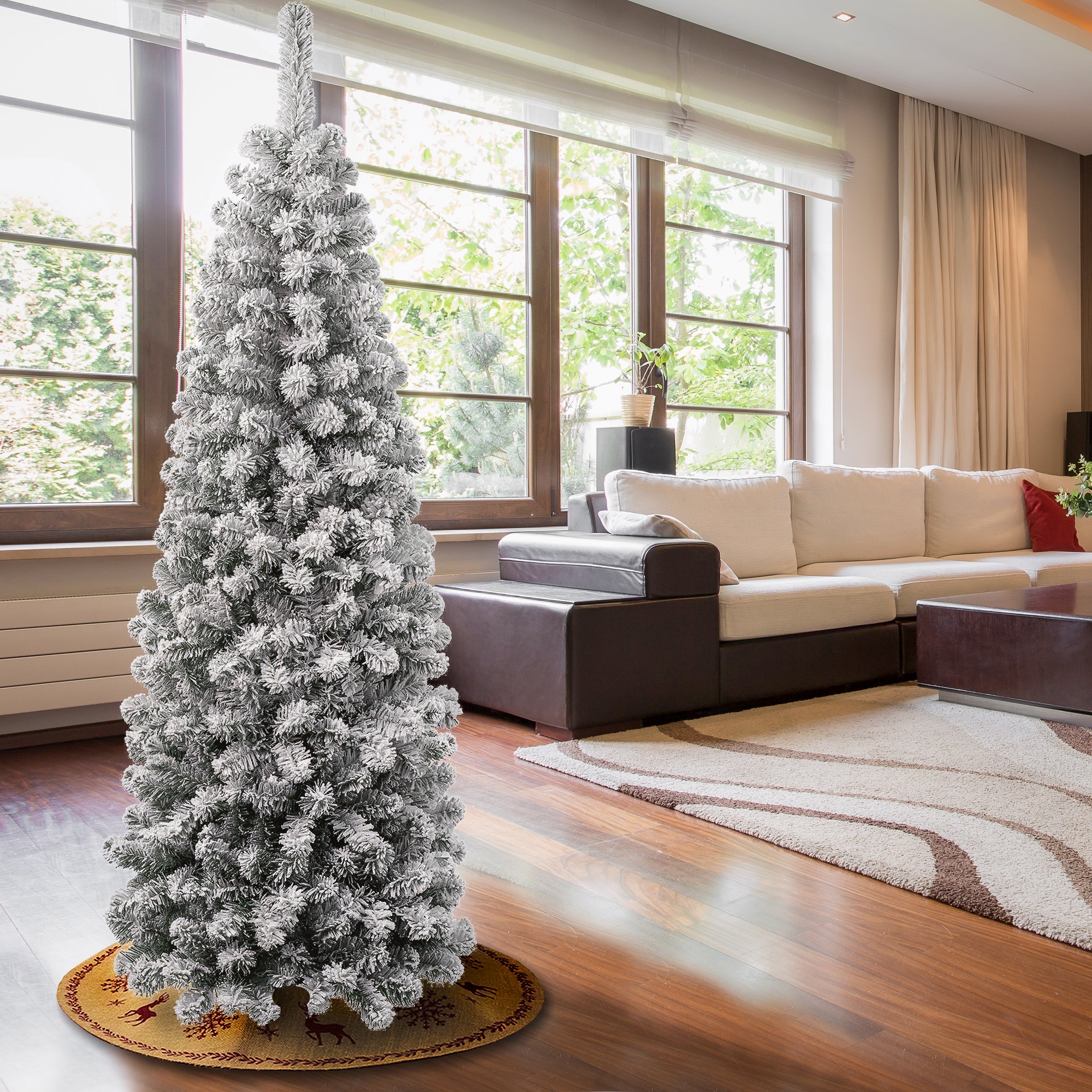 6 ft. Acacia Pencil Slim Flocked Tree