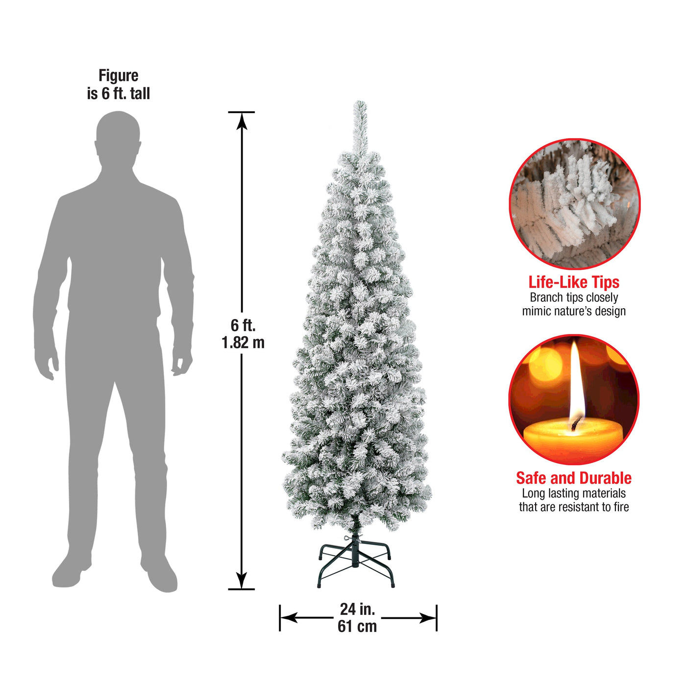 6 ft. Acacia Pencil Slim Flocked Tree