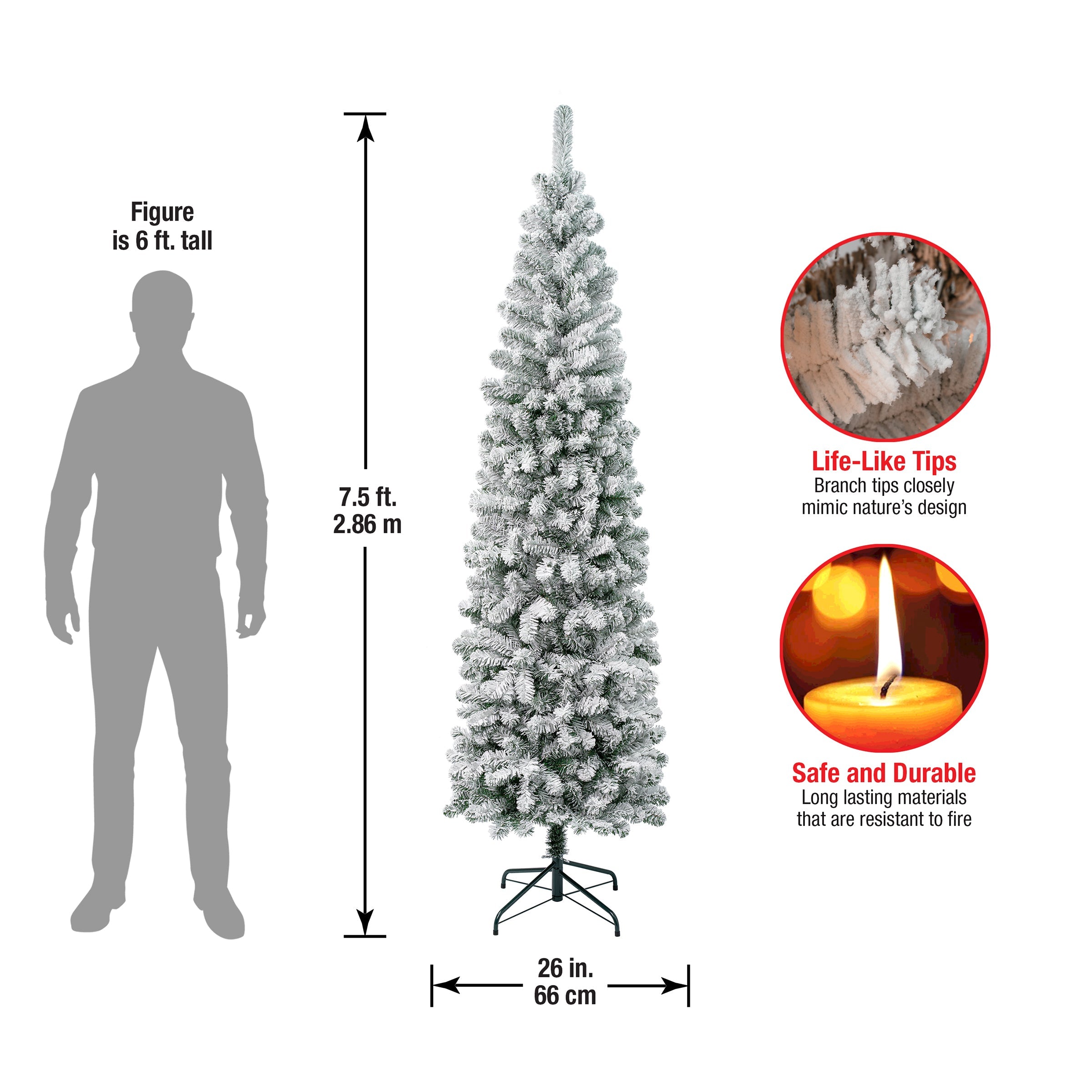 7.5 ft. Acacia Pencil Slim Flocked Tree