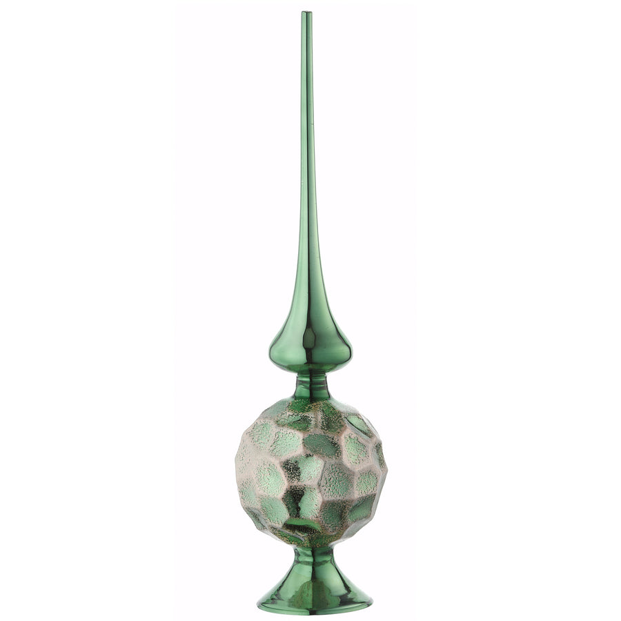 15" Sage Green Glass Christmas Tree Topper