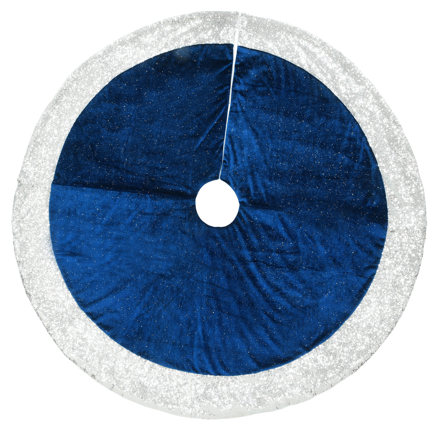 52 in. Arctic Lights Collection Navy and Silver Tree Skirt
