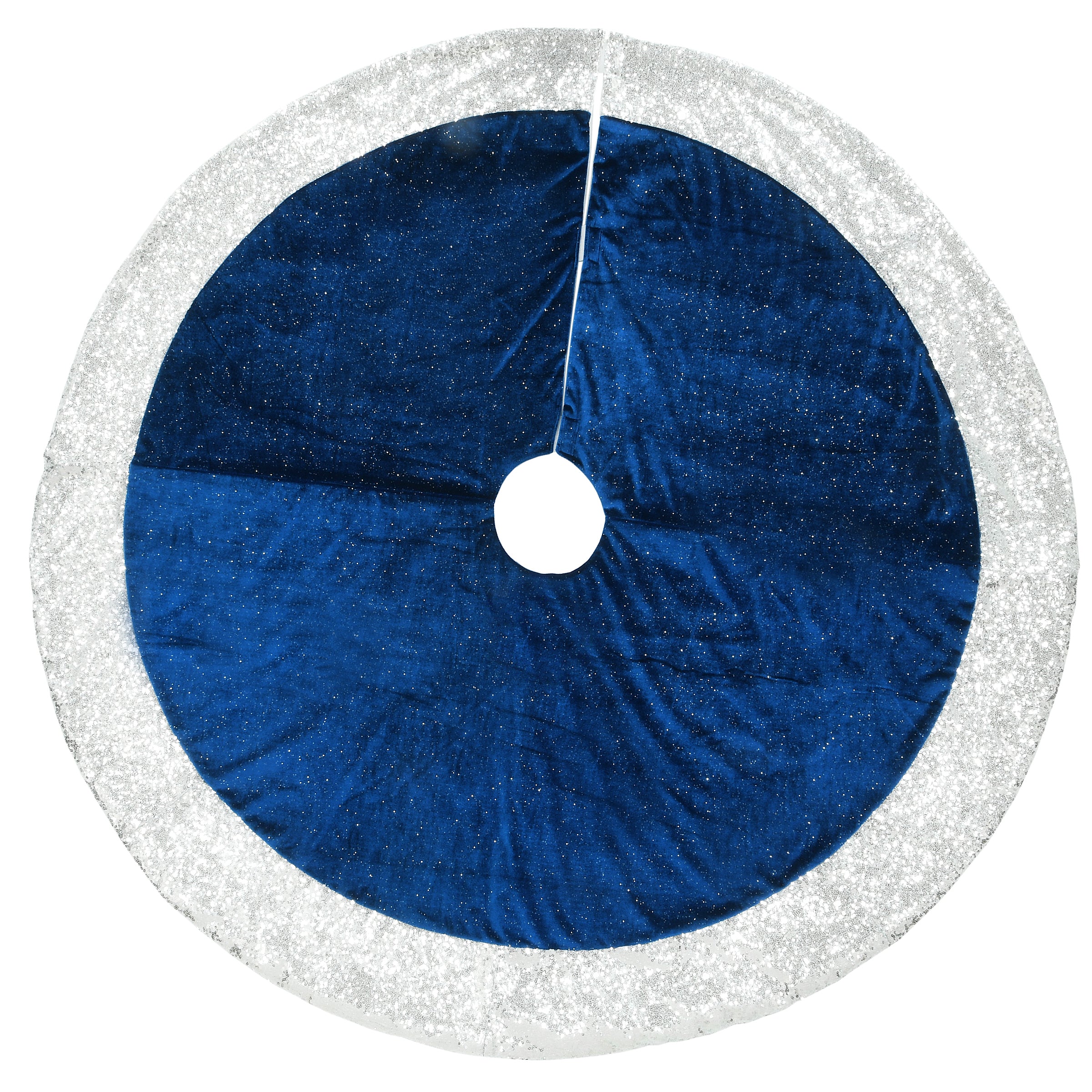 52 in. Arctic Lights Collection Navy and Silver Tree Skirt