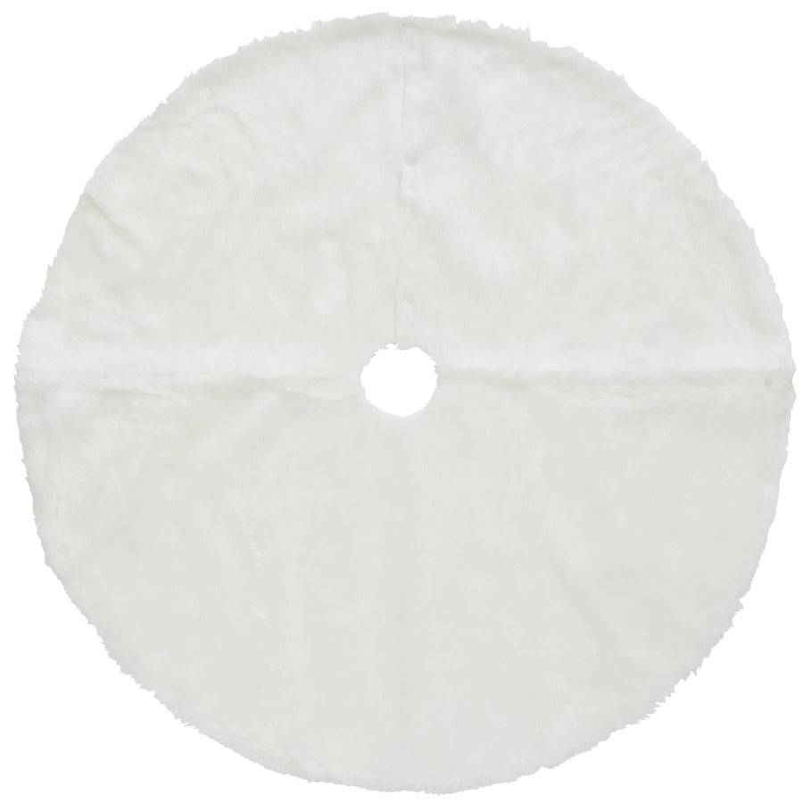 52 in. General Store Collection White Faux Fur Tree Skirt