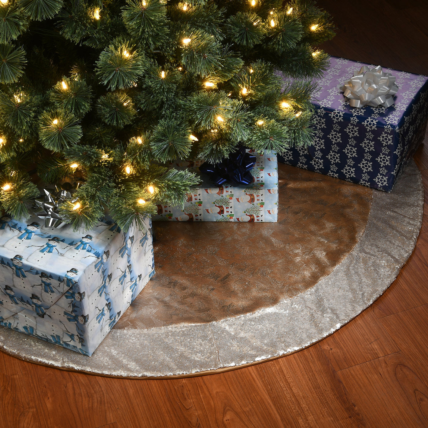 52 in. Yuletide Glam Collection Metallic Gold Tree Skirt