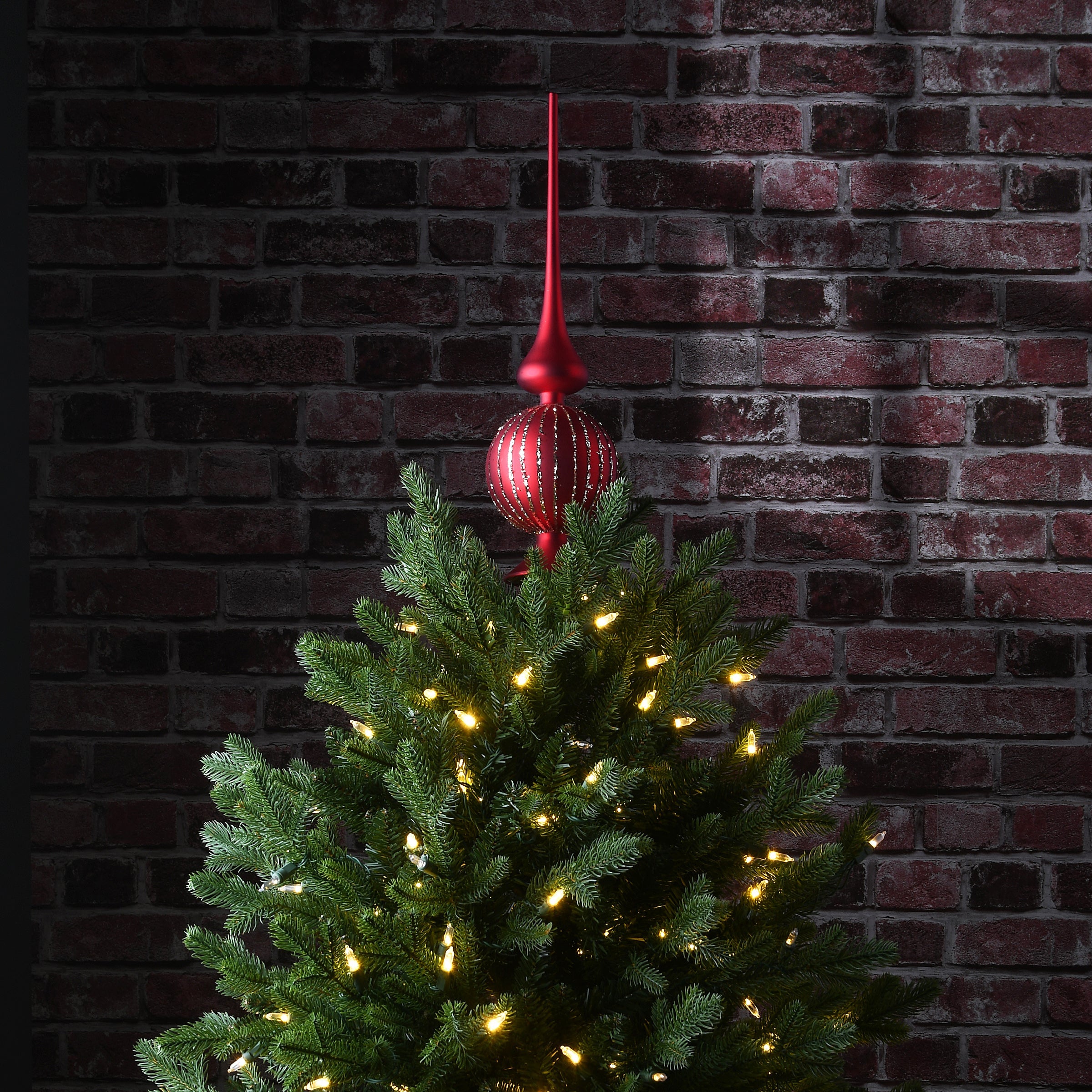 15 in. Red Glass Christmas Tree Topper