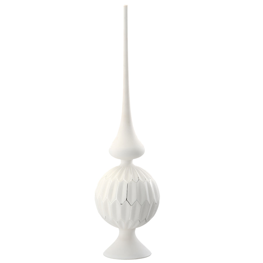 15" White Glass Christmas Tree Topper