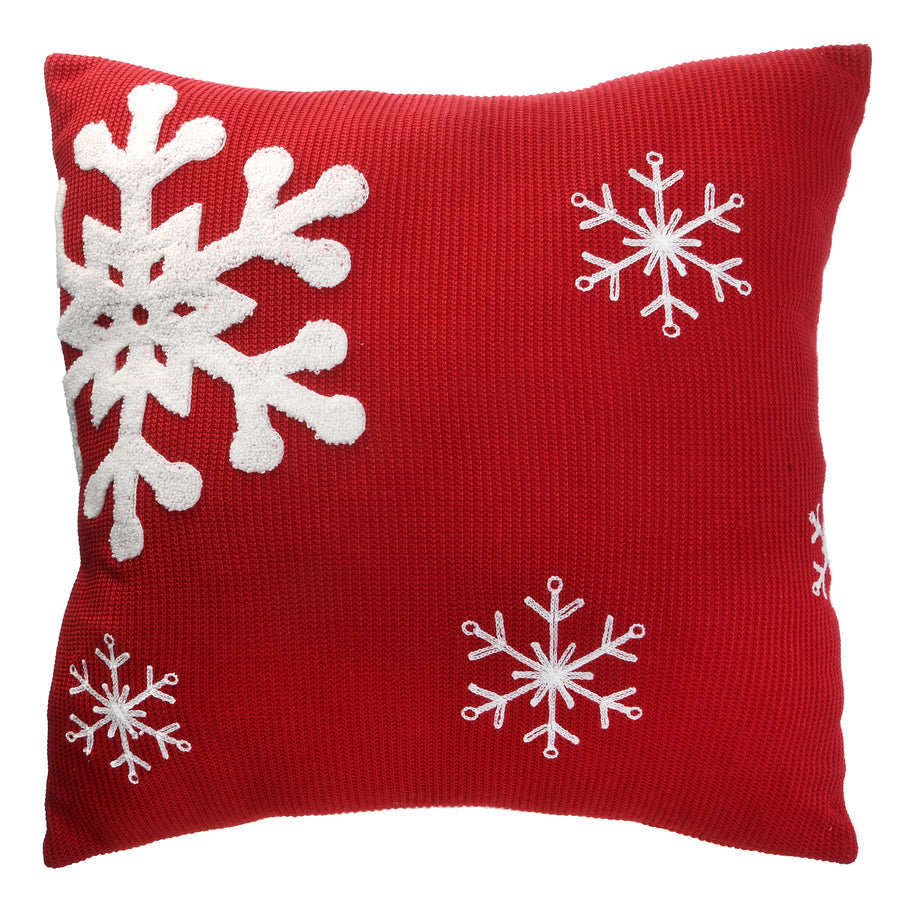 18" General Store Collection Red Pillow with Snowflakes