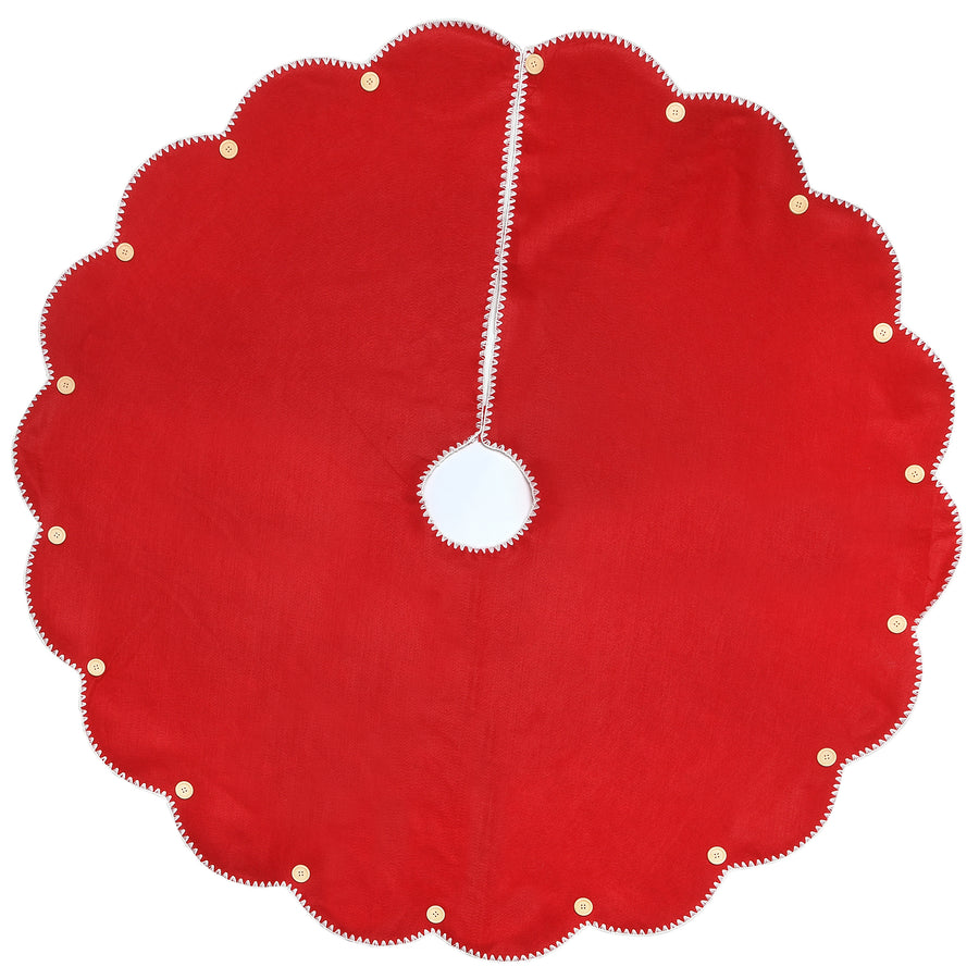 48 in. General Store Collection Scalloped Red Tree Skirt