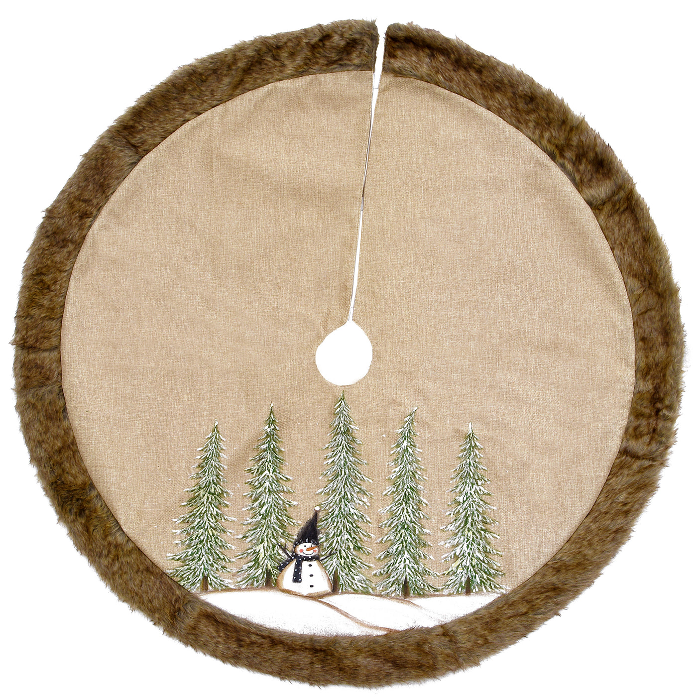 48 in. Alpine Collection Snowman and Pines Tree Skirt