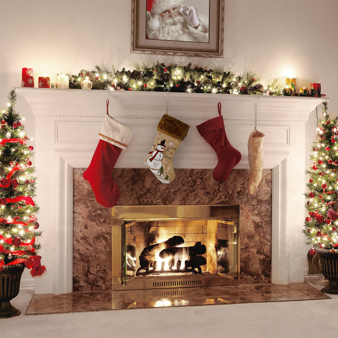 21 in. Alpine Collection Black Hat Snowman Stocking
