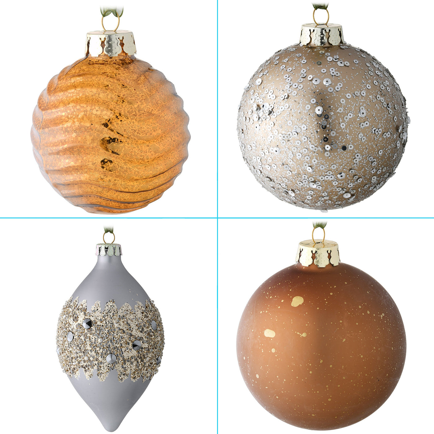 20-Piece Christmas Tree Ornament Set, Yuletide Glam Collection
