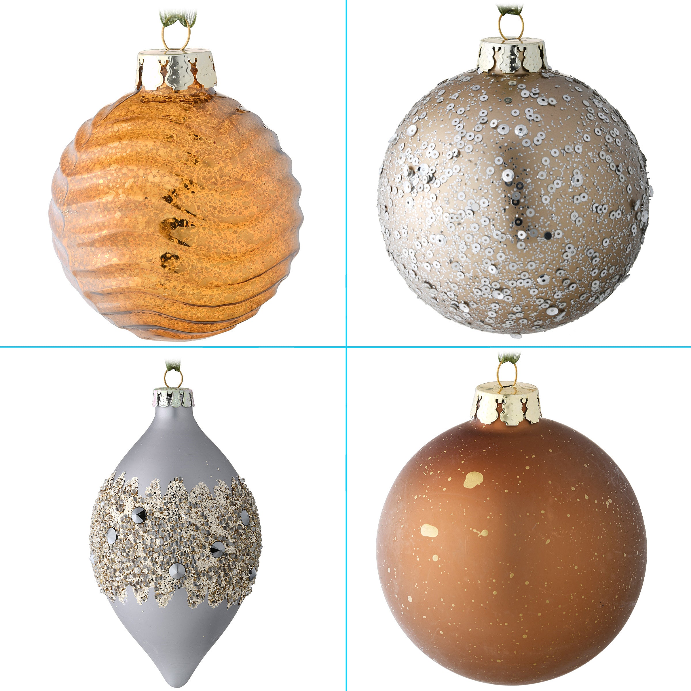 20-Piece Christmas Tree Ornament Set, Yuletide Glam Collection