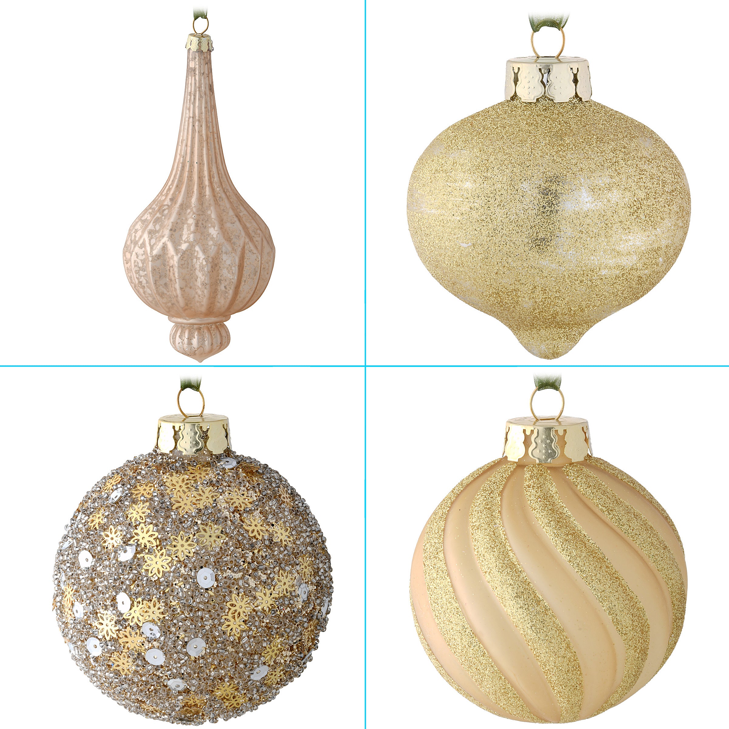 20-Piece Christmas Tree Ornament Set, Yuletide Glam Collection