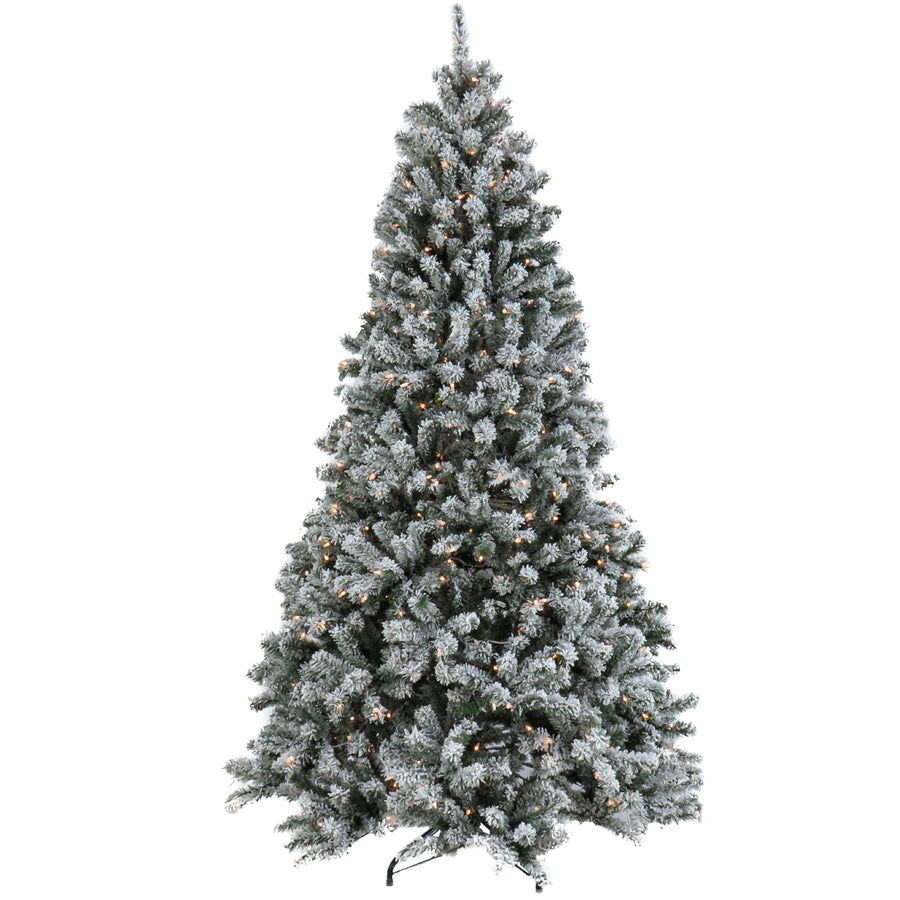 7.5 ft. Pre-Lit North Valley Spruce Snowy Tree with Clear Lights
