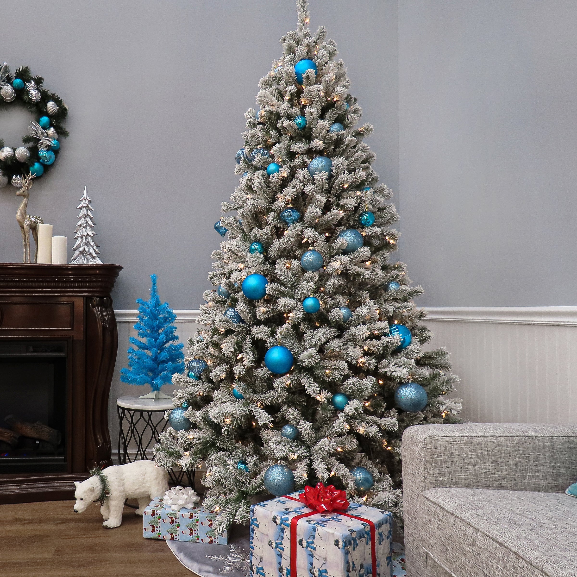 7.5 ft. North Valley Spruce Tree with Snow Dusted Braches