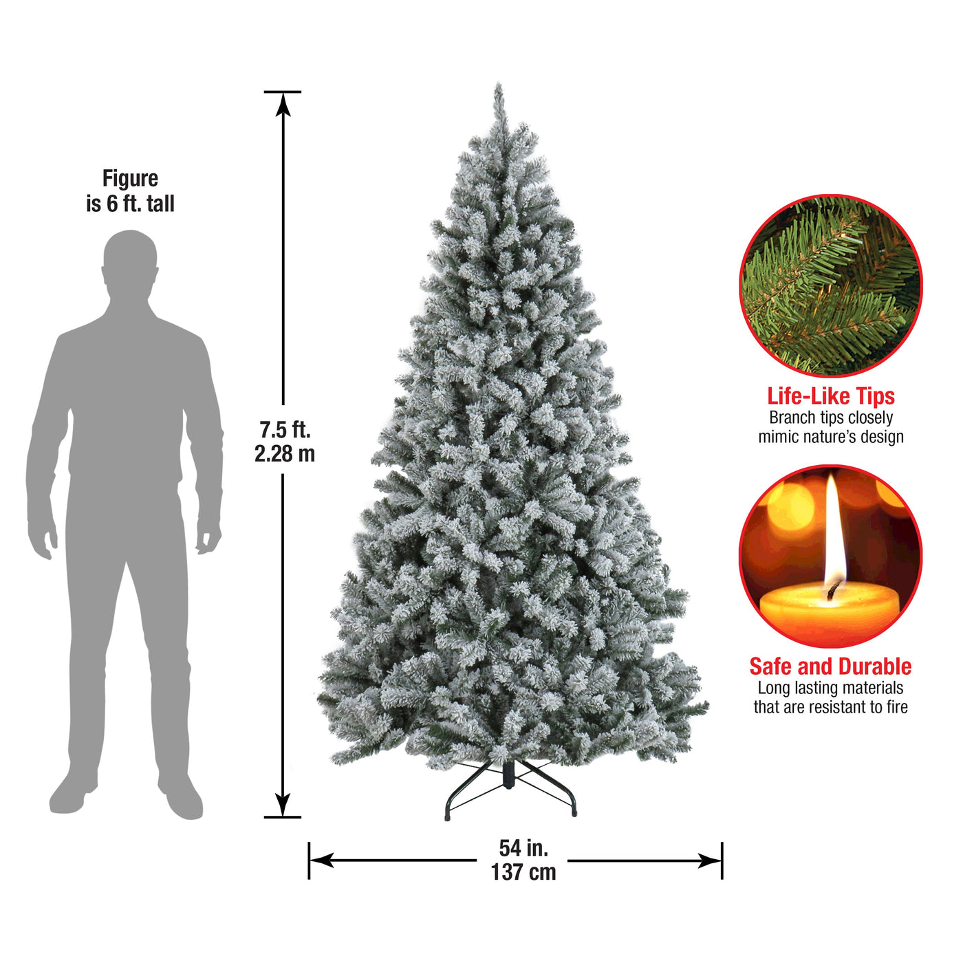 7.5 ft. North Valley Spruce Tree with Snow Dusted Braches