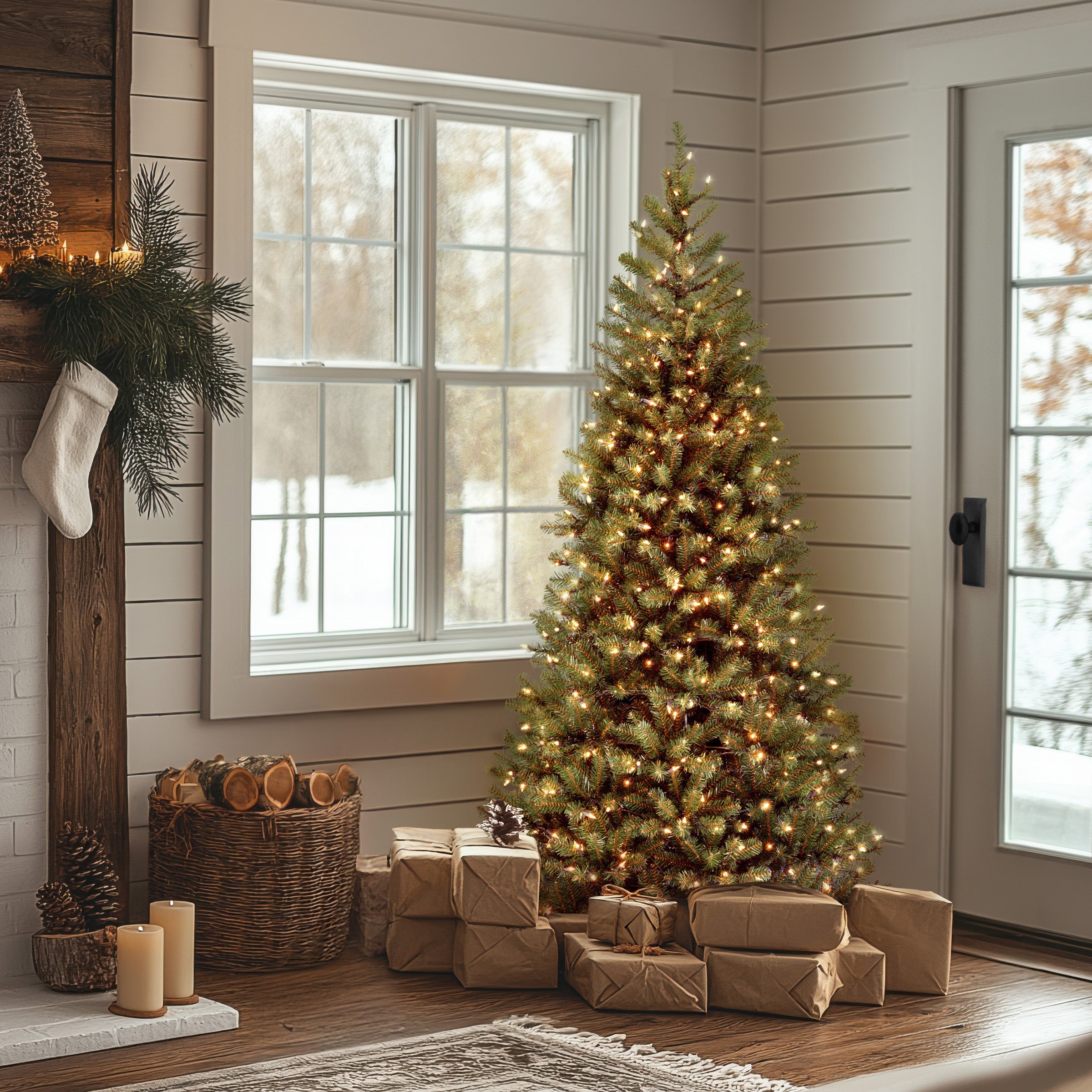 6 ft. Pre-Lit Aspen Spruce Slim Tree with Clear Lights