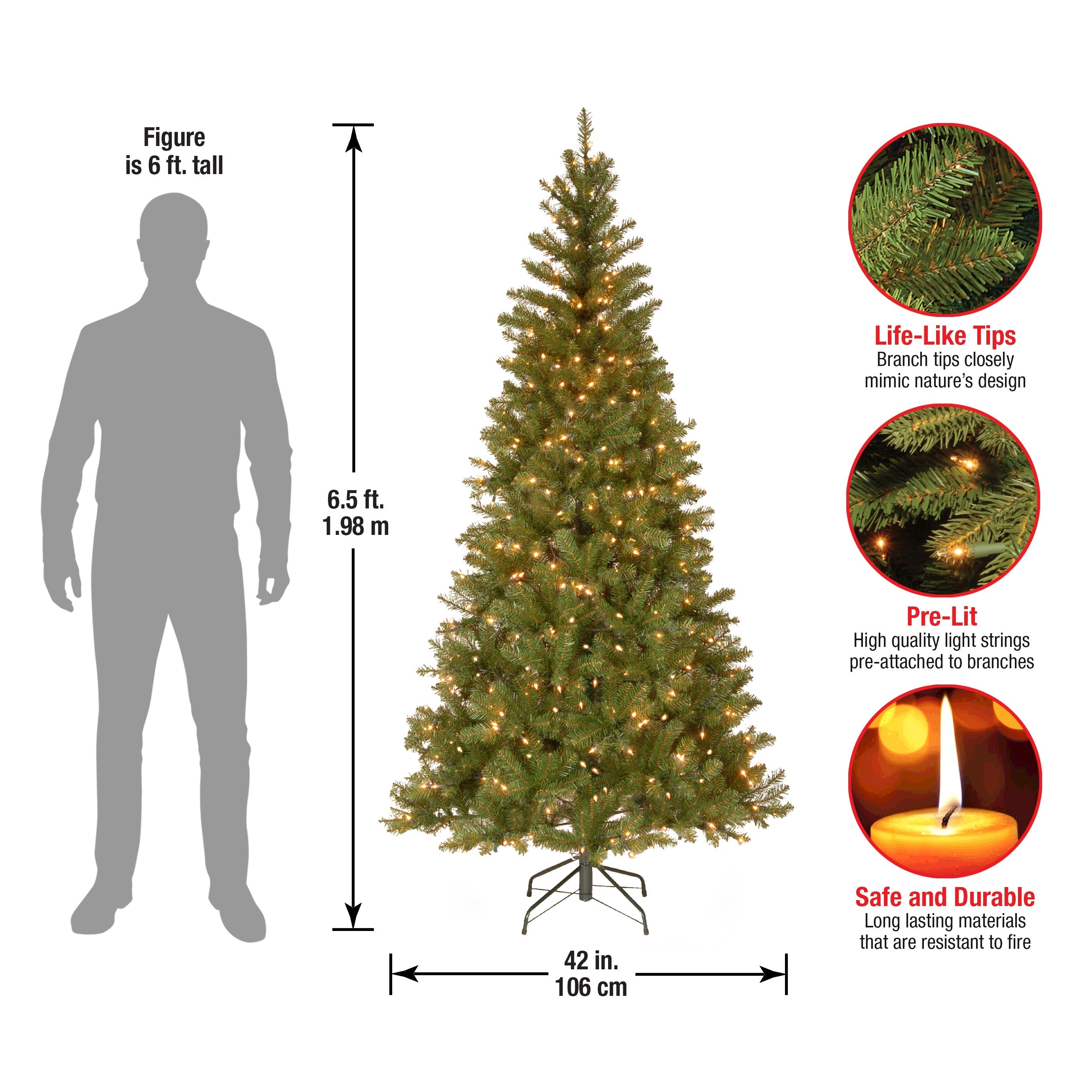 6.5 ft. Pre-Lit Aspen Spruce Slim Tree with Clear Lights