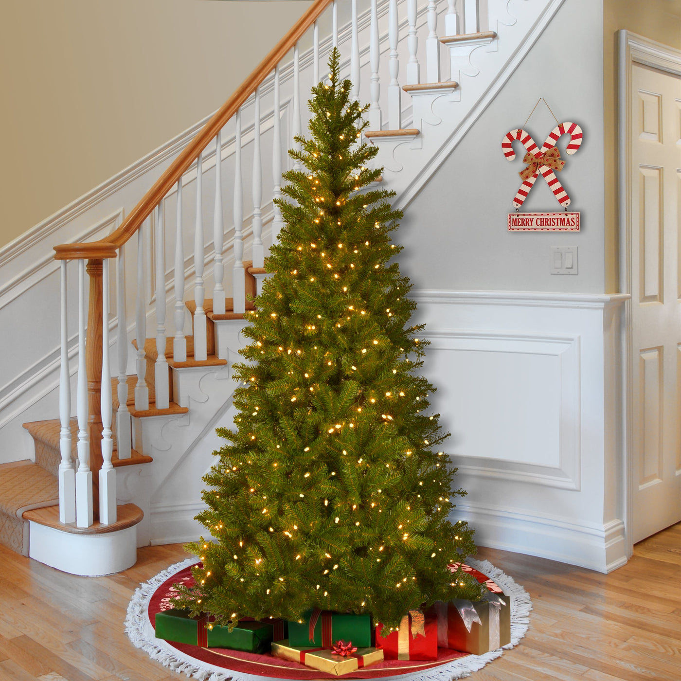 7.5 ft. Pre-Lit Aspen Spruce Slim Tree with Clear Lights