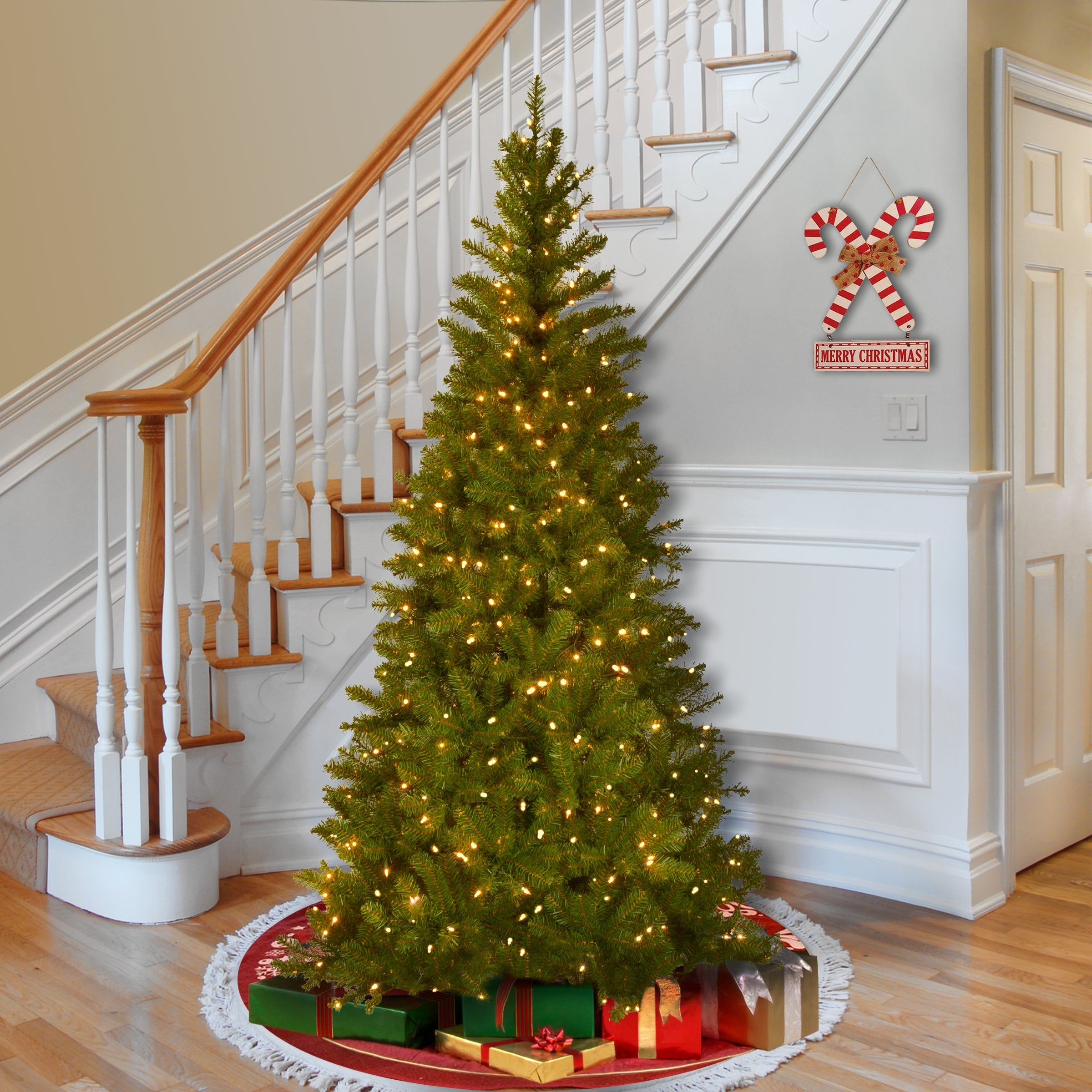 7.5 ft. Pre-Lit Aspen Spruce Slim Tree with Clear Lights