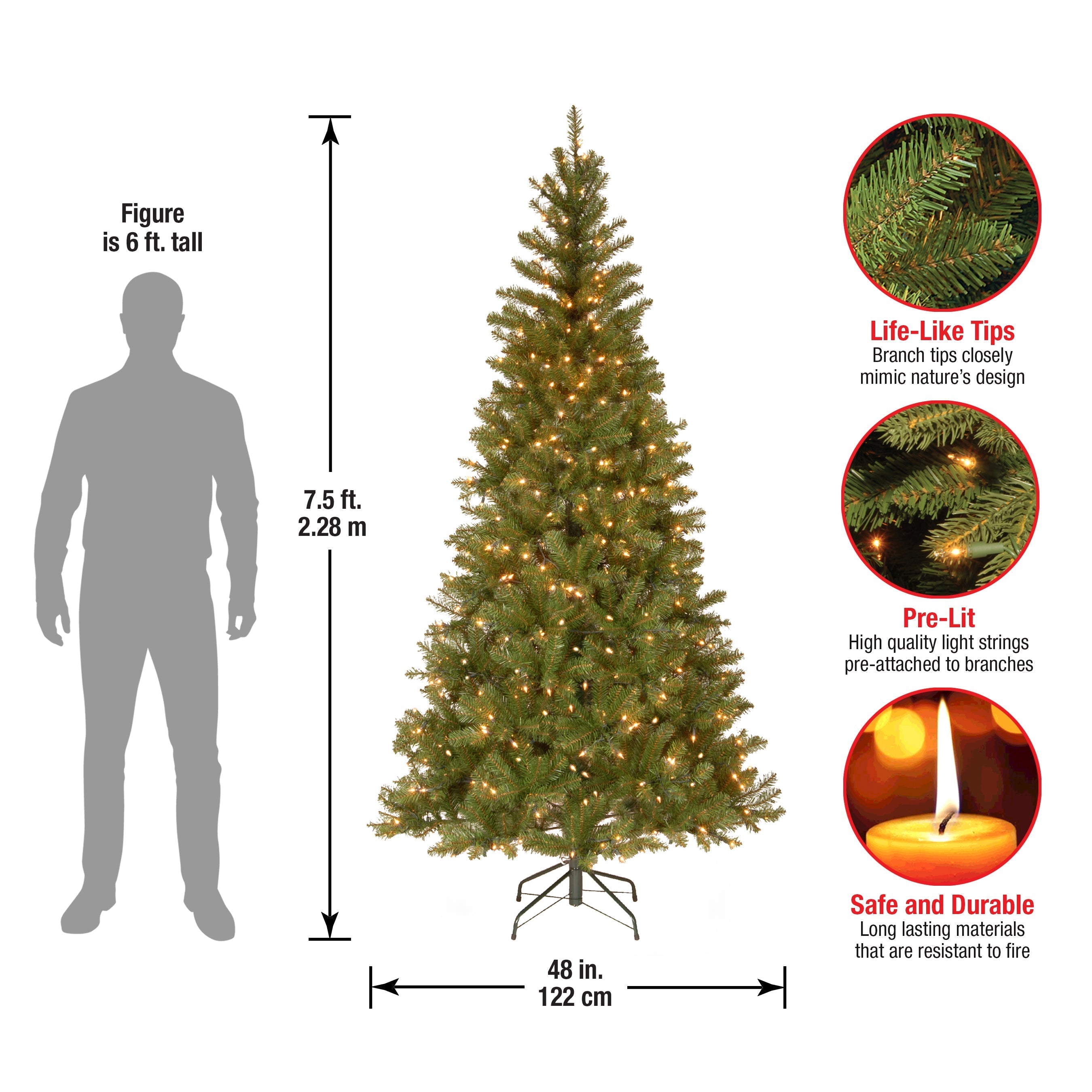 7.5 ft. Pre-Lit Aspen Spruce Slim Tree with Clear Lights