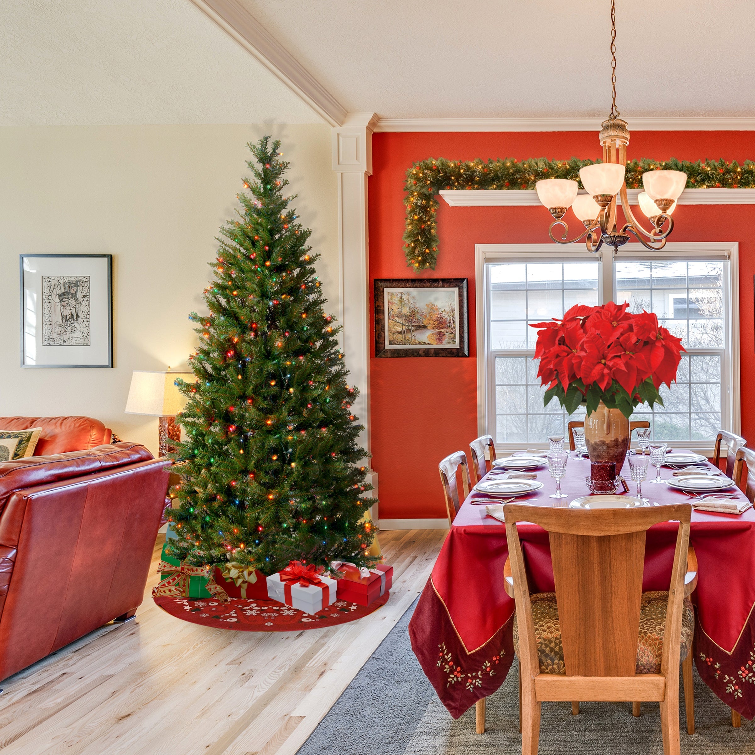 6 ft. Pre-Lit Aspen Spruce Slim Tree with Multicolor Lights