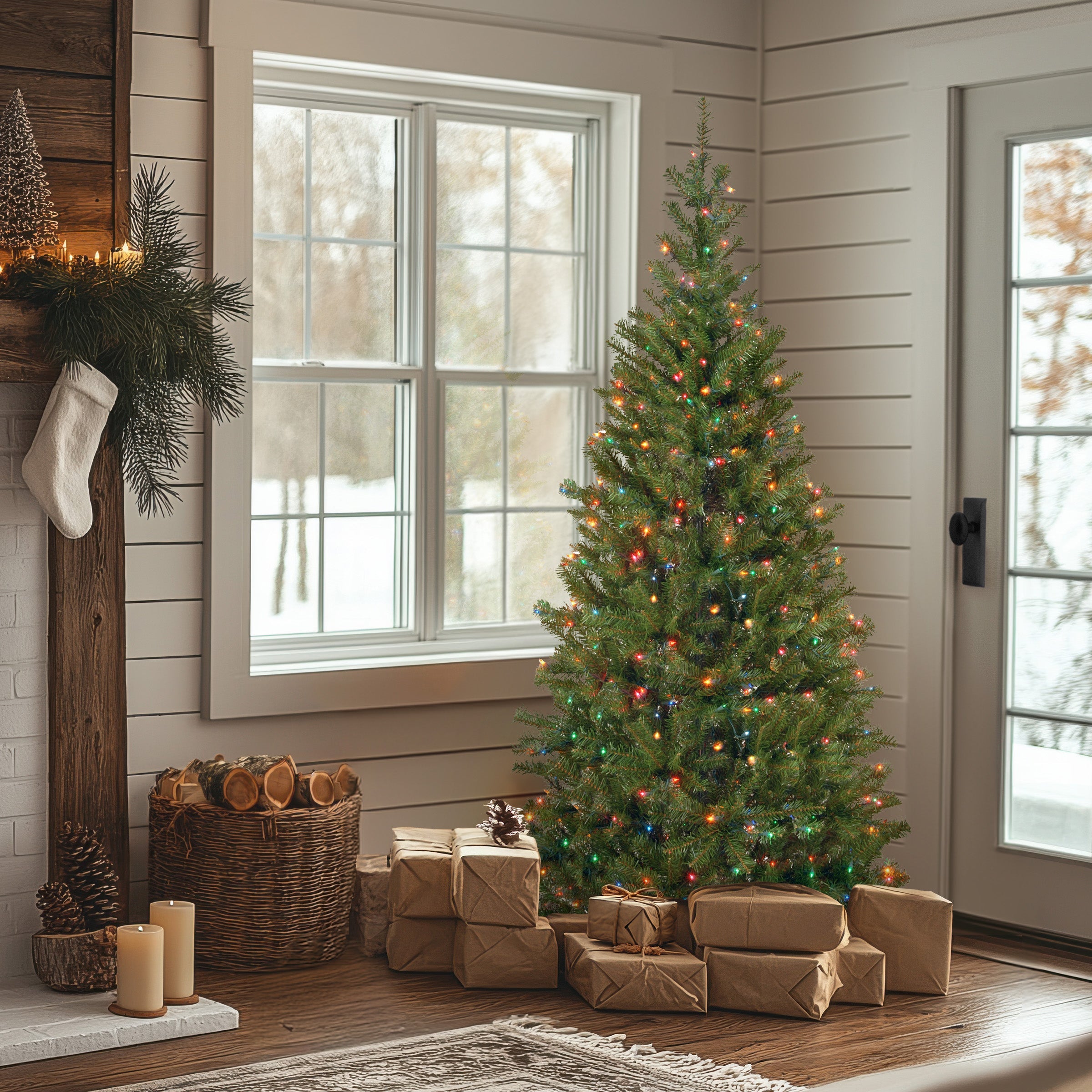 6 ft. Pre-Lit Aspen Spruce Slim Tree with Multicolor Lights