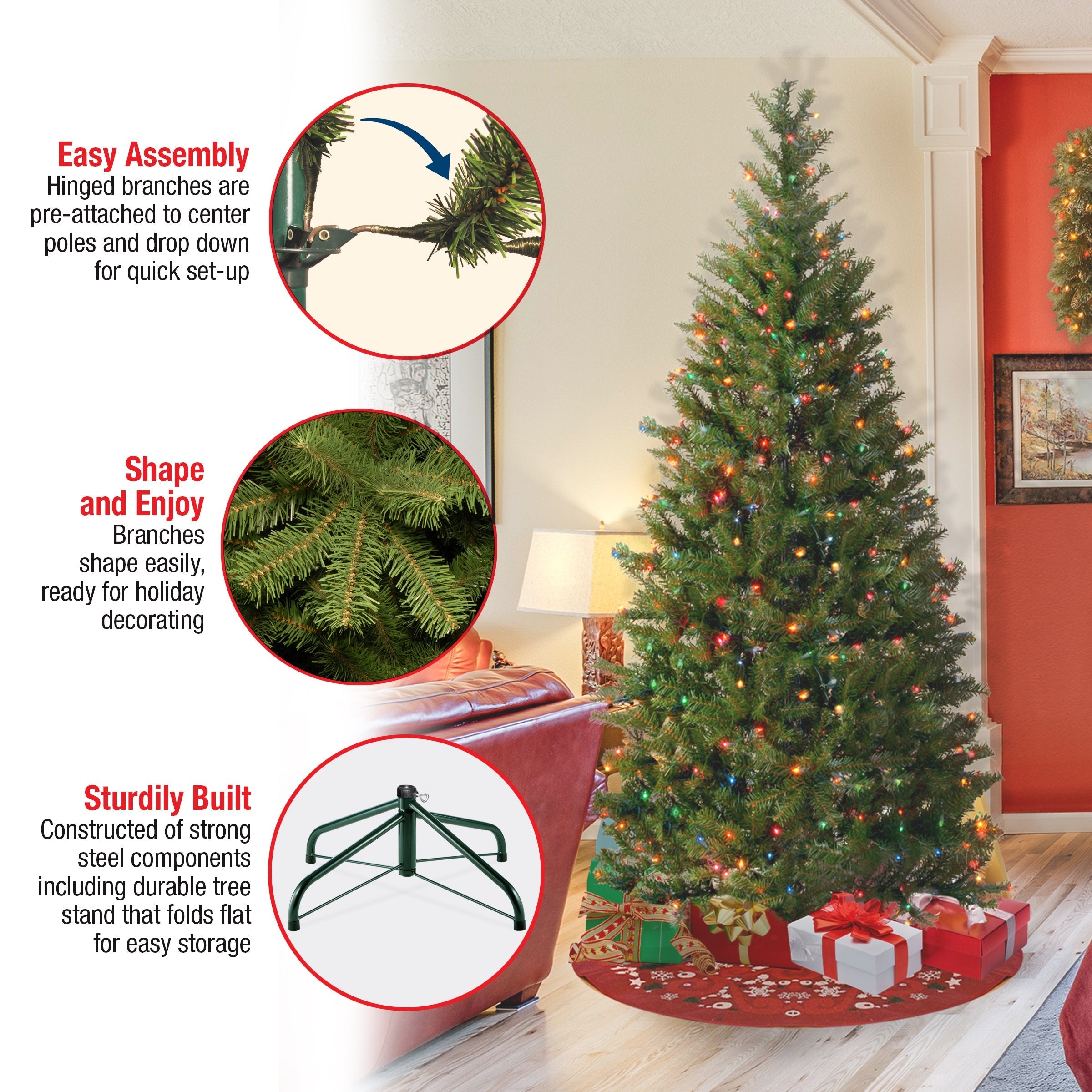 6.5 ft. Pre-Lit Aspen Spruce Slim Tree with Multicolor Lights