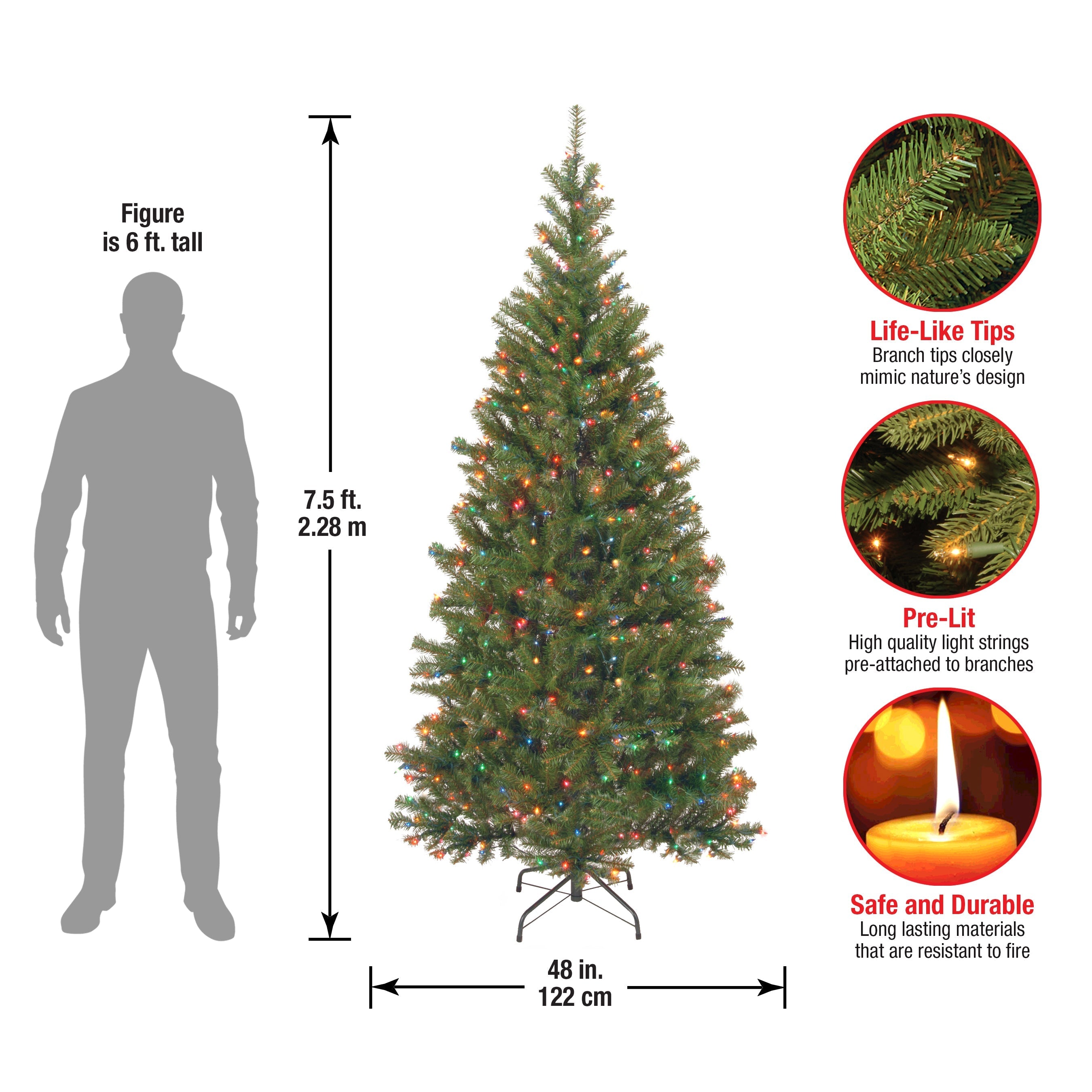 7.5 ft. Pre-Lit Aspen Spruce Slim Tree with Multicolor Lights