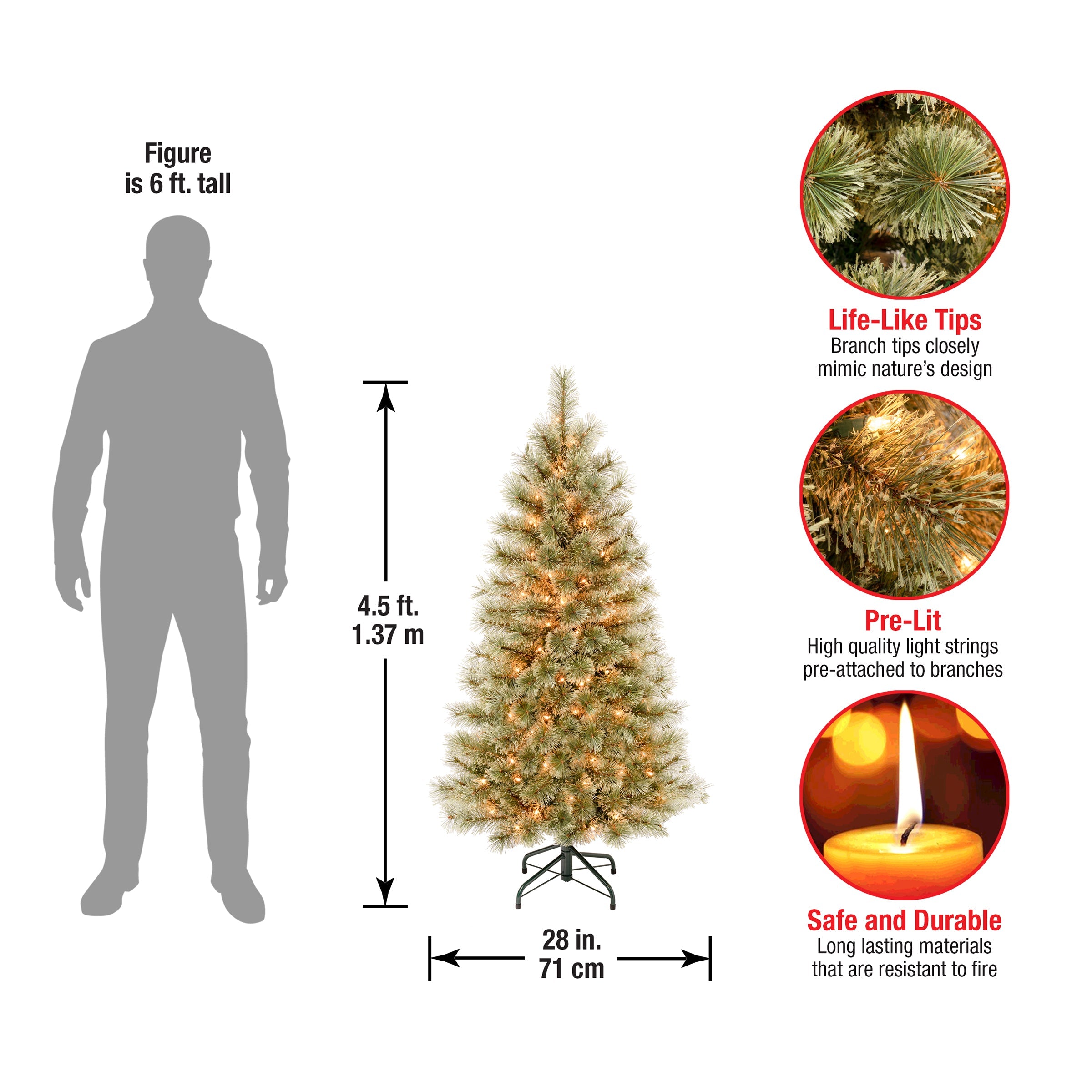 4.5 ft. Pre-Lit Arcadia Pine Cashmere Tree with Clear Lights