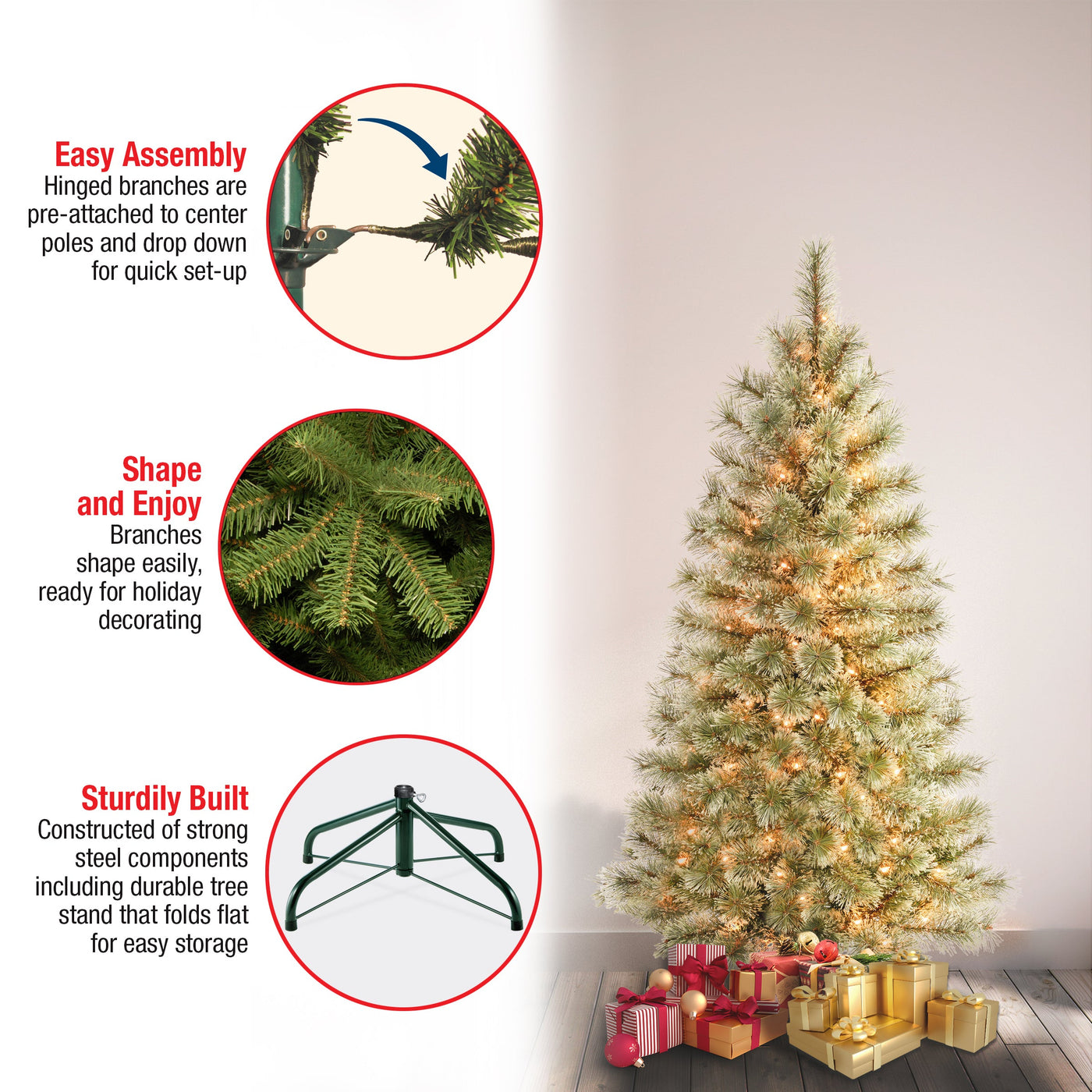 4.5 ft. Pre-Lit Arcadia Pine Cashmere Tree with Clear Lights